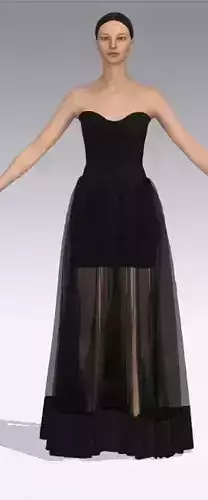 Strapless heart shaped dress and vual skirt detail  look