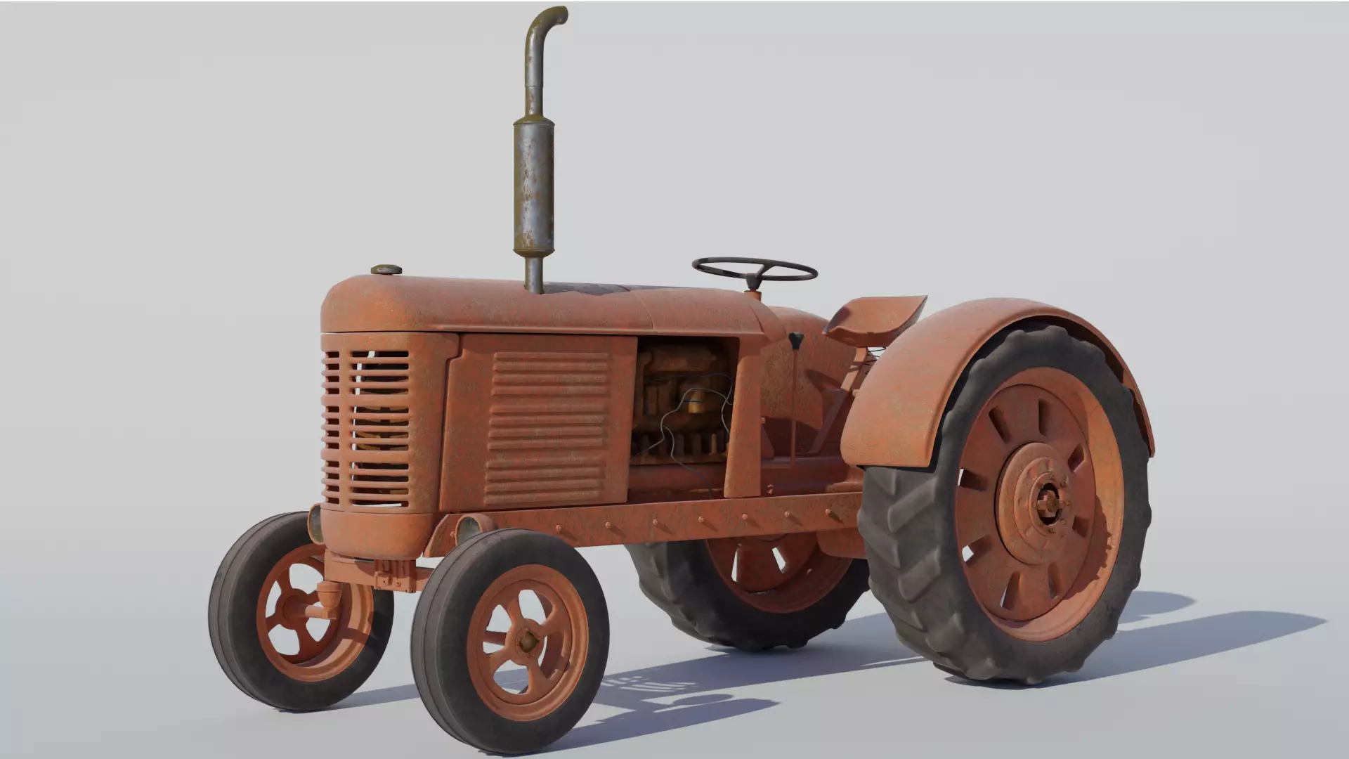 Old Tractor 3d Model 3D model_0