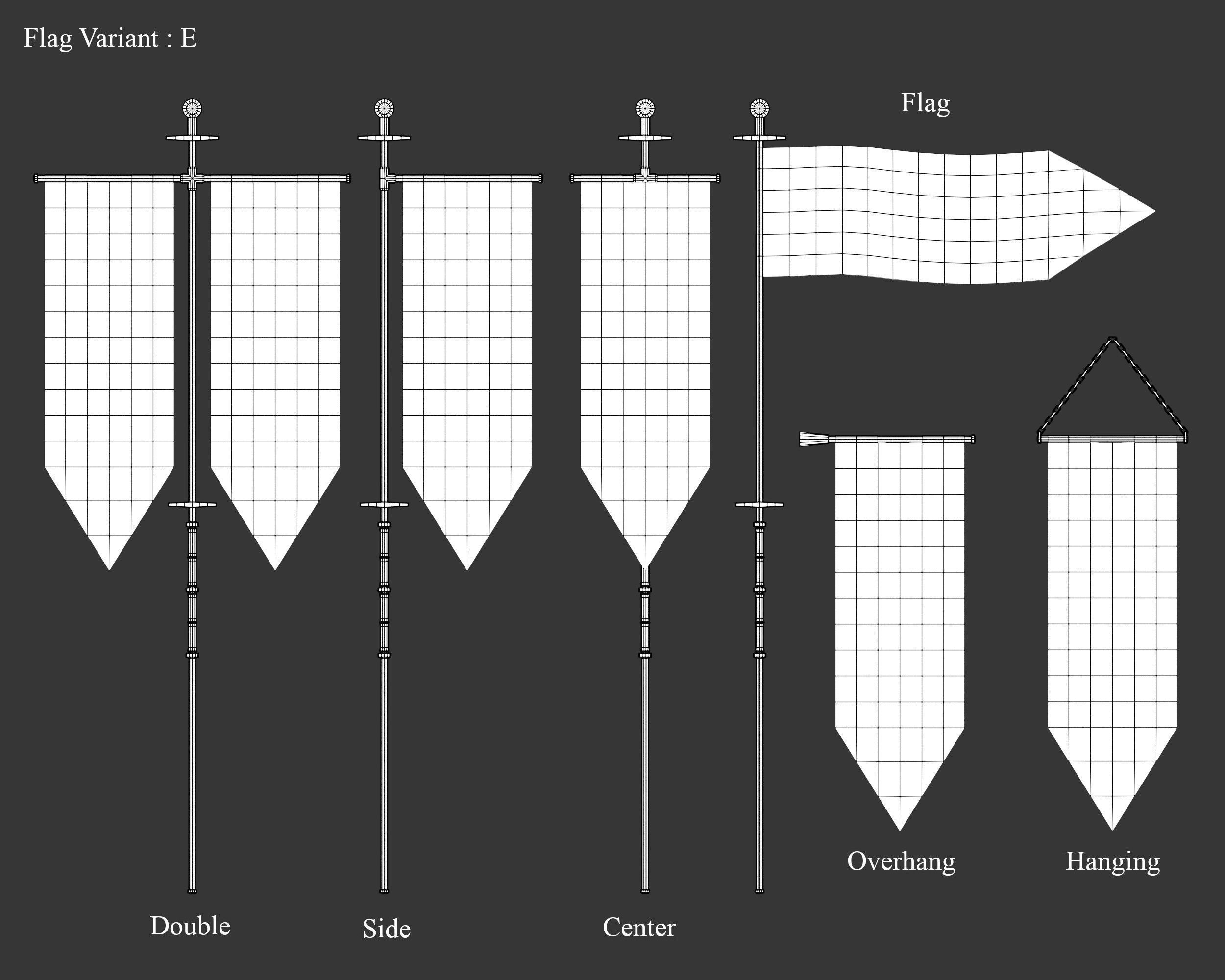 Medieval Knightly Decoration Flags and Banners Low-poly 3D model_17