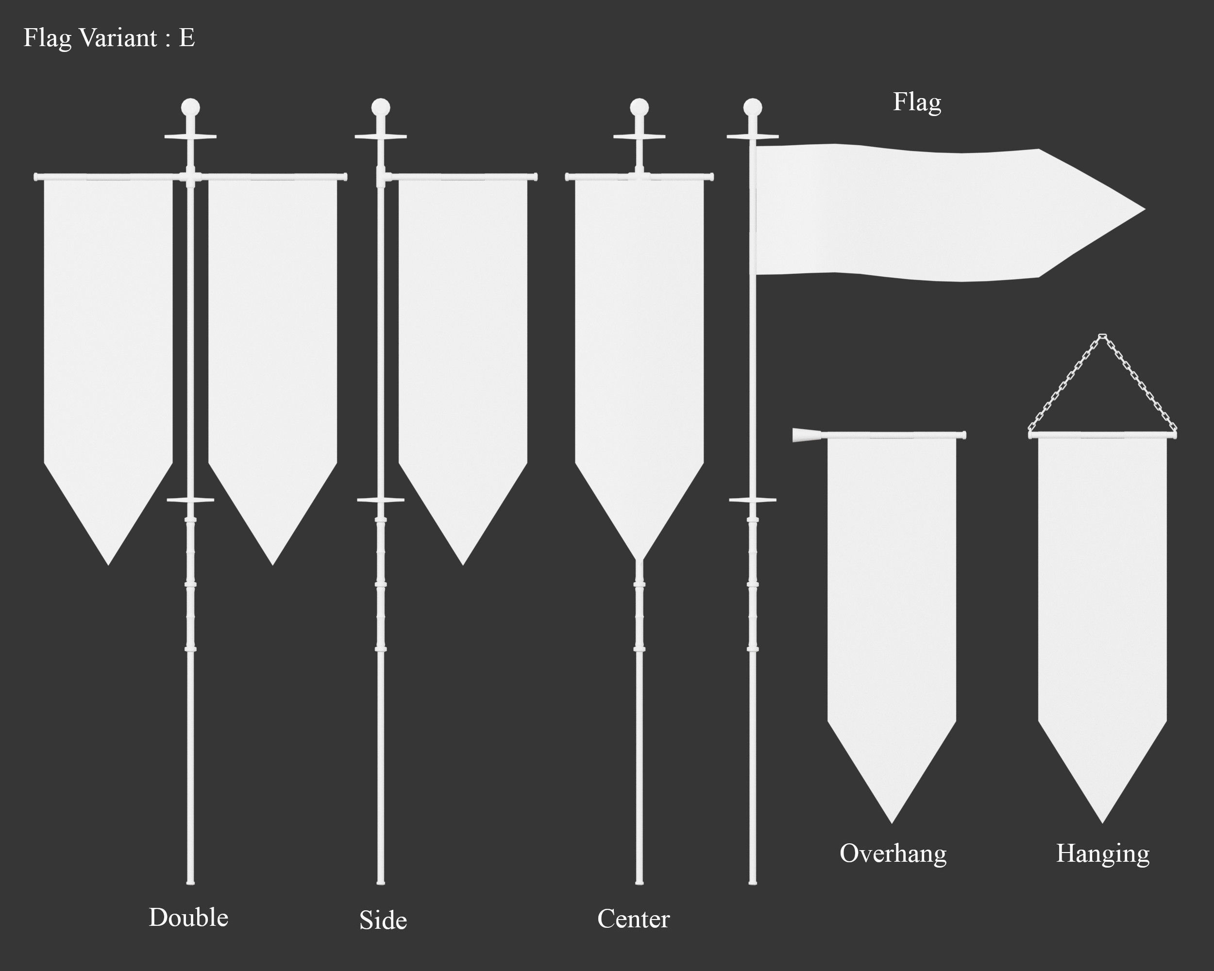 Medieval Knightly Decoration Flags and Banners Low-poly 3D model_16