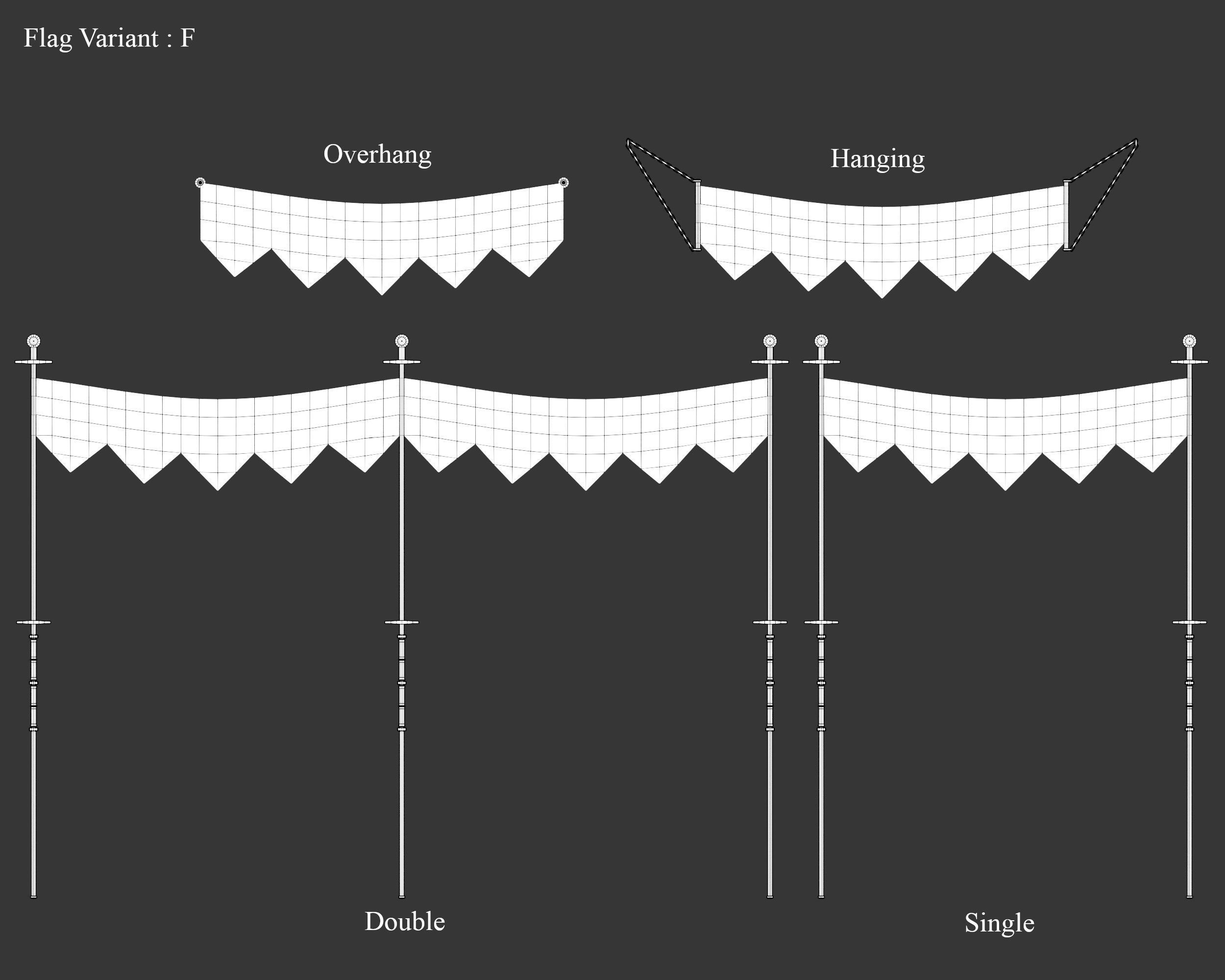 Medieval Knightly Decoration Flags and Banners Low-poly 3D model_20