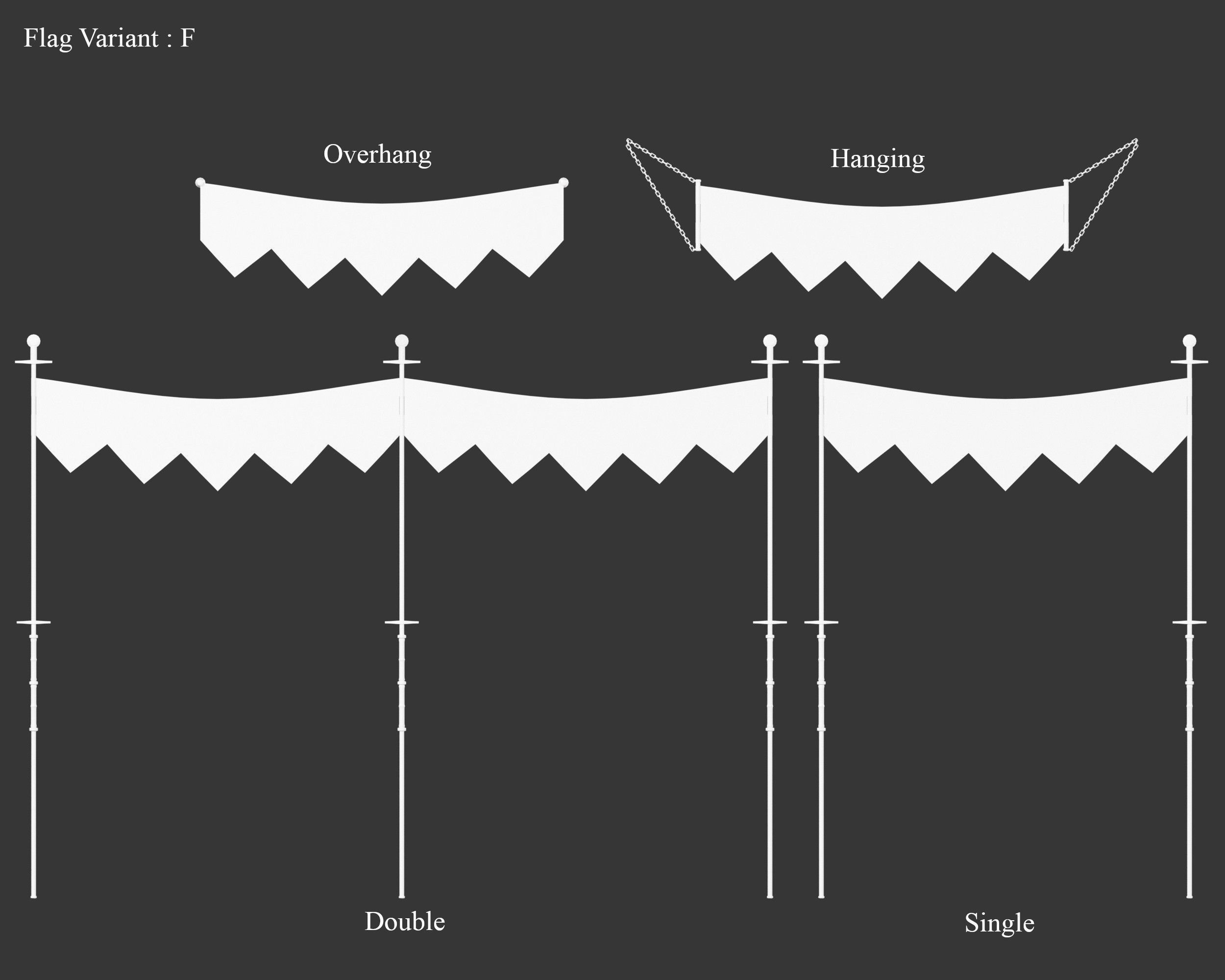 Medieval Knightly Decoration Flags and Banners Low-poly 3D model_19