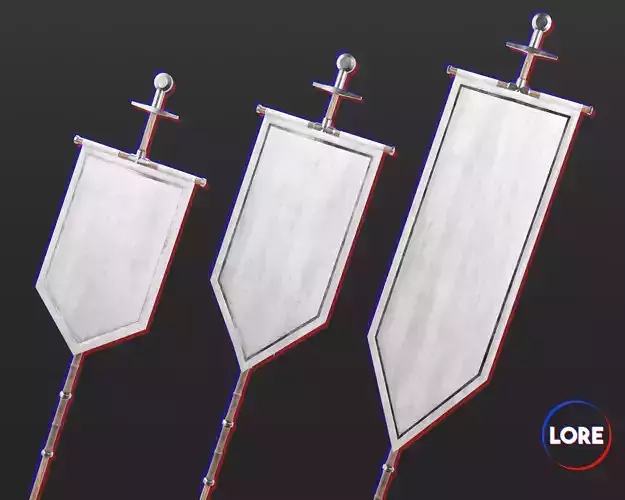 Medieval Knightly Decoration Flags and Banners Low-poly 3D model