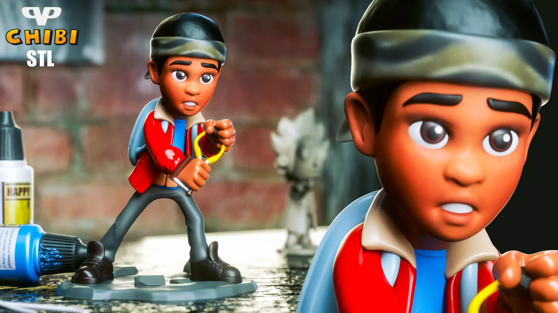 Lucas Stranger Things STL for 3D Printing ChibiSTL 3DXM 3D print model