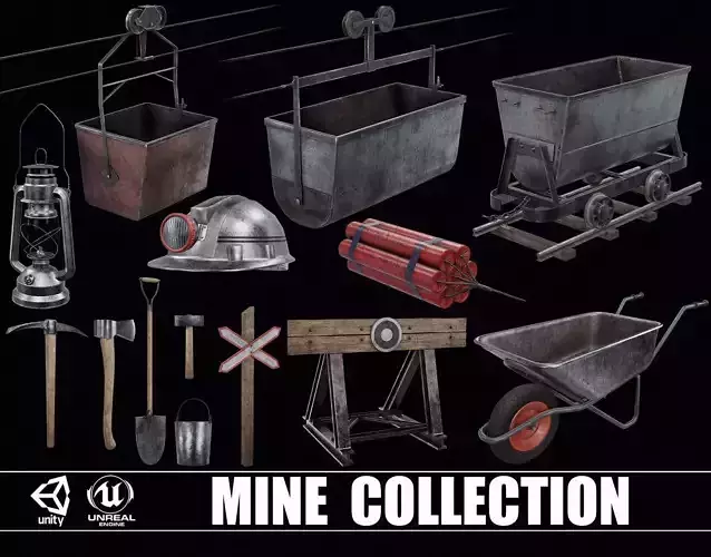 Collection of 15 Mine Items 