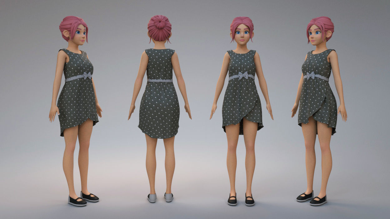 Girl  Character 3D model_5