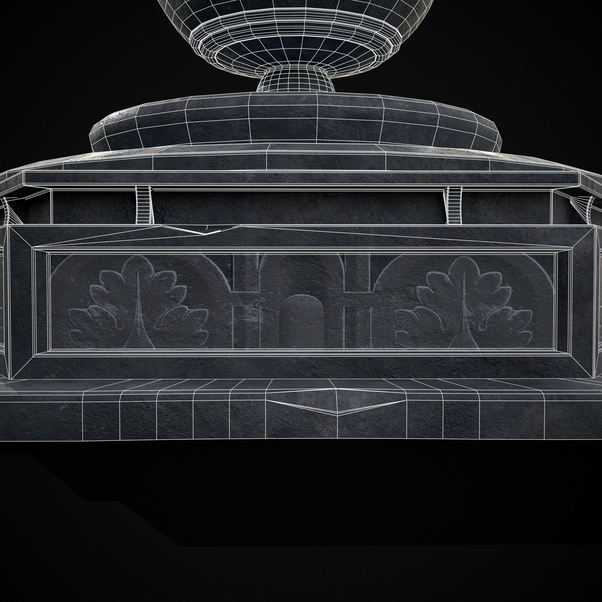 Hexagon Multi Level Fountain Low-poly 3D model_9