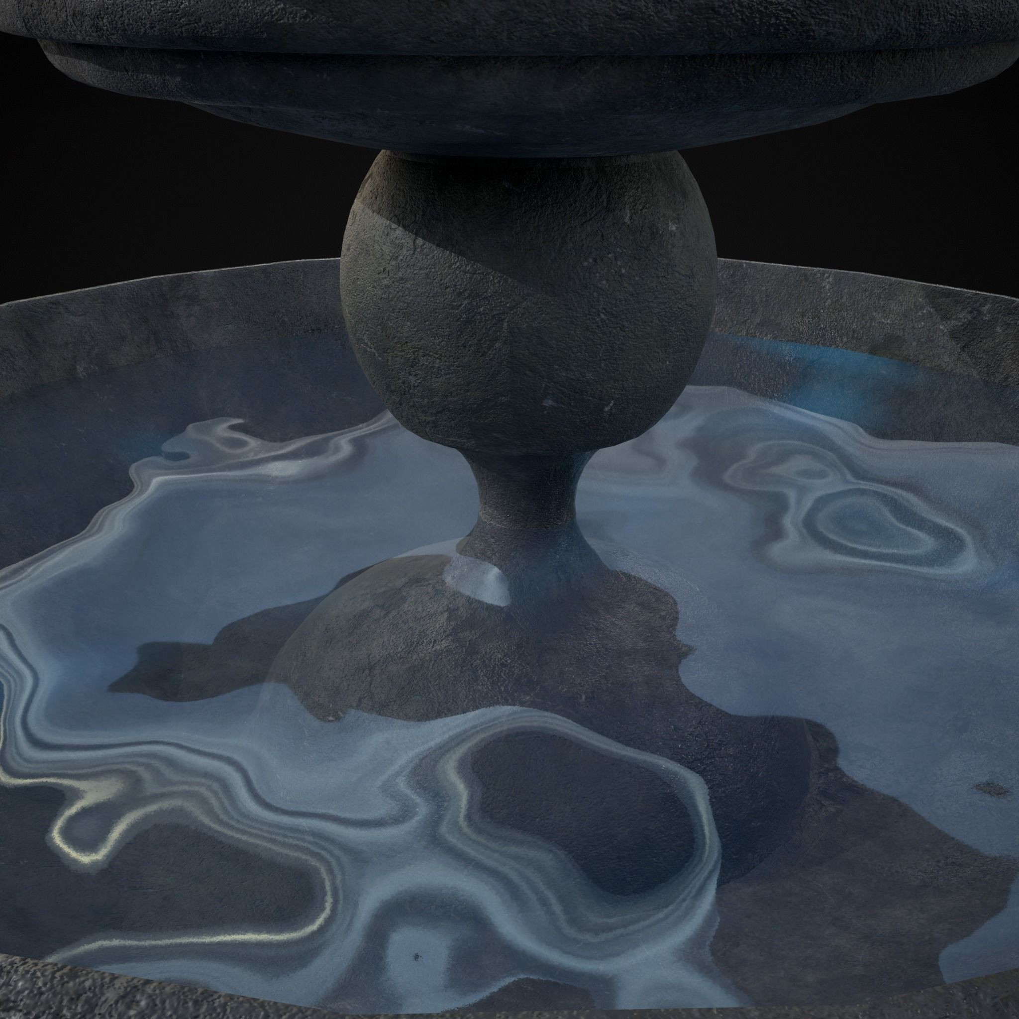 Hexagon Multi Level Fountain Low-poly 3D model_30