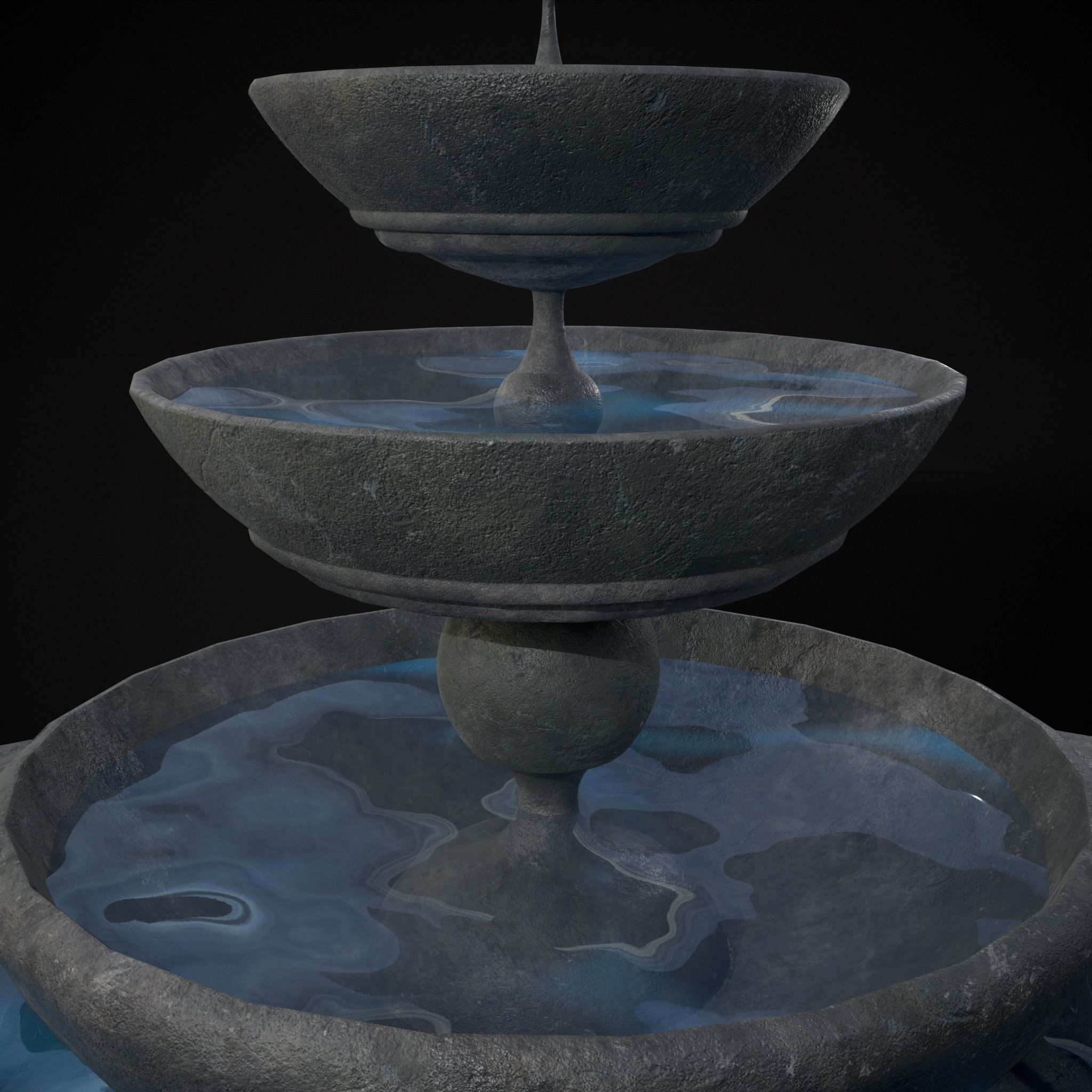 Hexagon Multi Level Fountain Low-poly 3D model_26