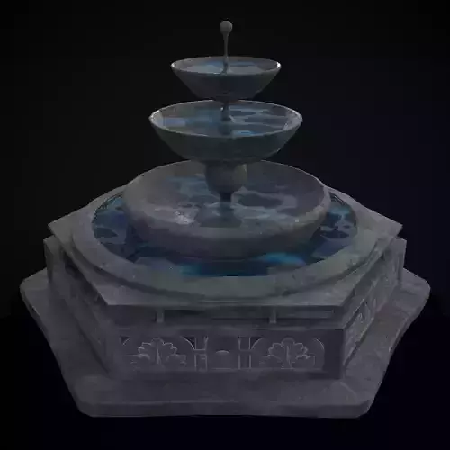 Hexagon Multi Level Fountain Low-poly 3D model