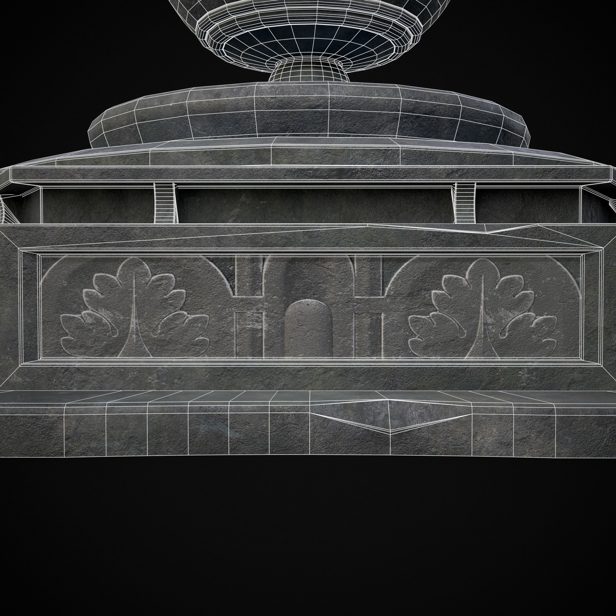 Hexagon Multi Level Fountain Low-poly 3D model_35