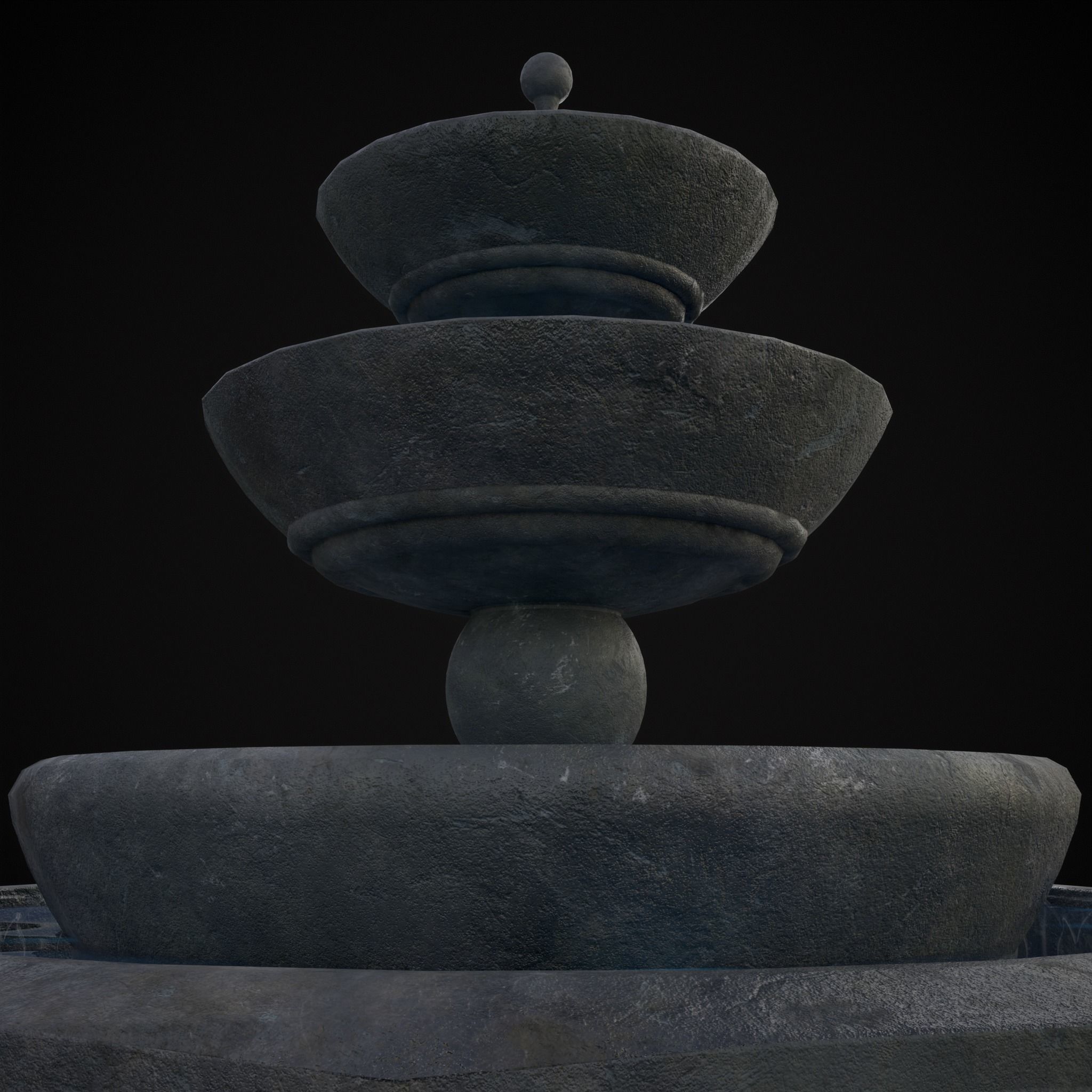 Hexagon Multi Level Fountain Low-poly 3D model_14