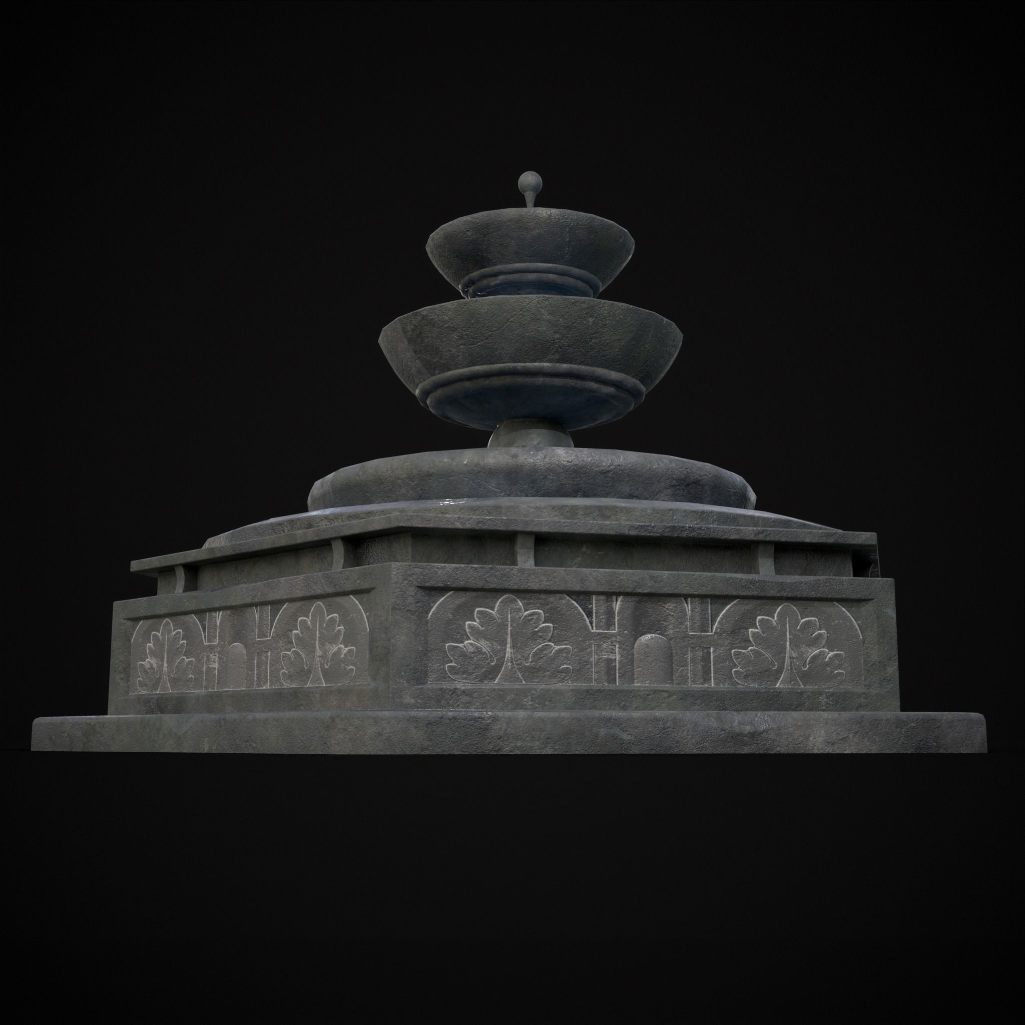 Hexagon Multi Level Fountain Low-poly 3D model_18