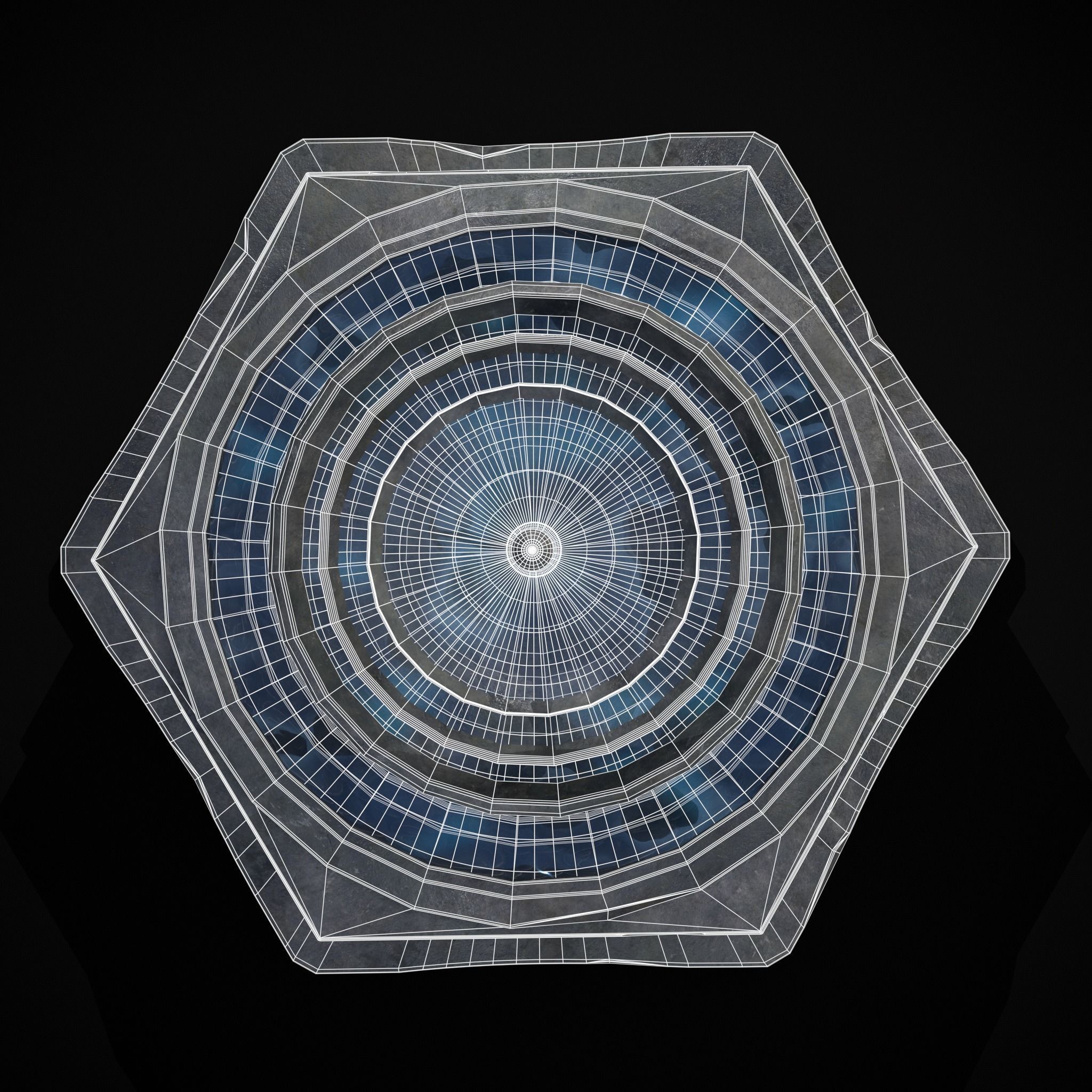 Hexagon Multi Level Fountain Low-poly 3D model_5