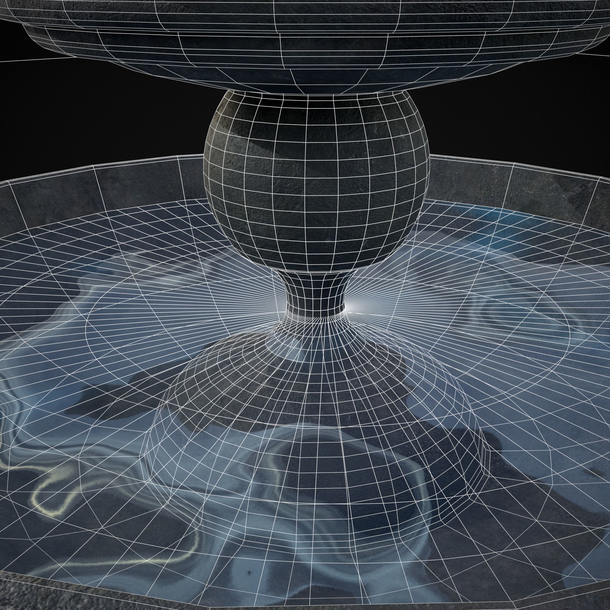 Hexagon Multi Level Fountain Low-poly 3D model_31