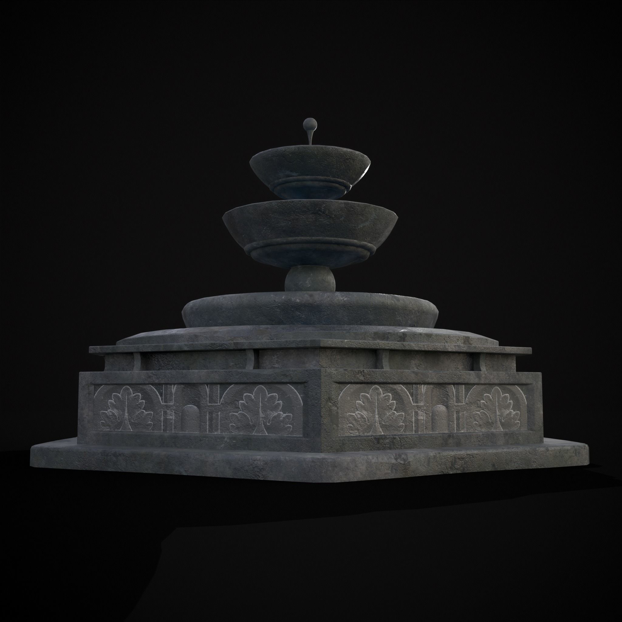 Hexagon Multi Level Fountain Low-poly 3D model_6