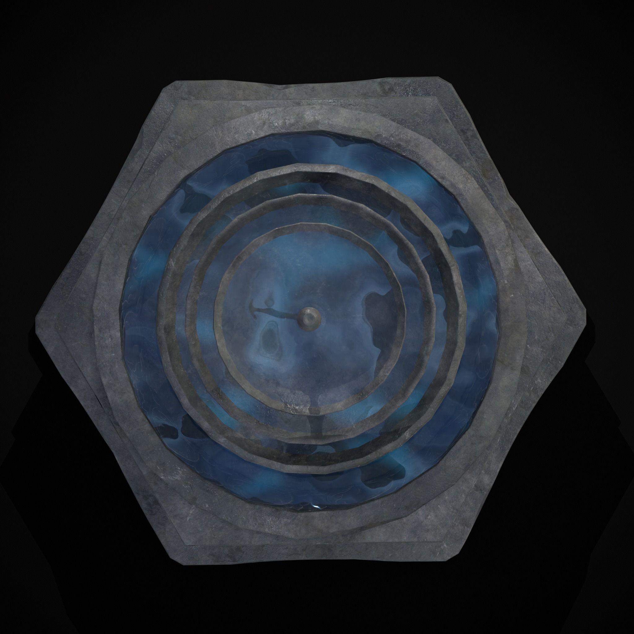 Hexagon Multi Level Fountain Low-poly 3D model_4