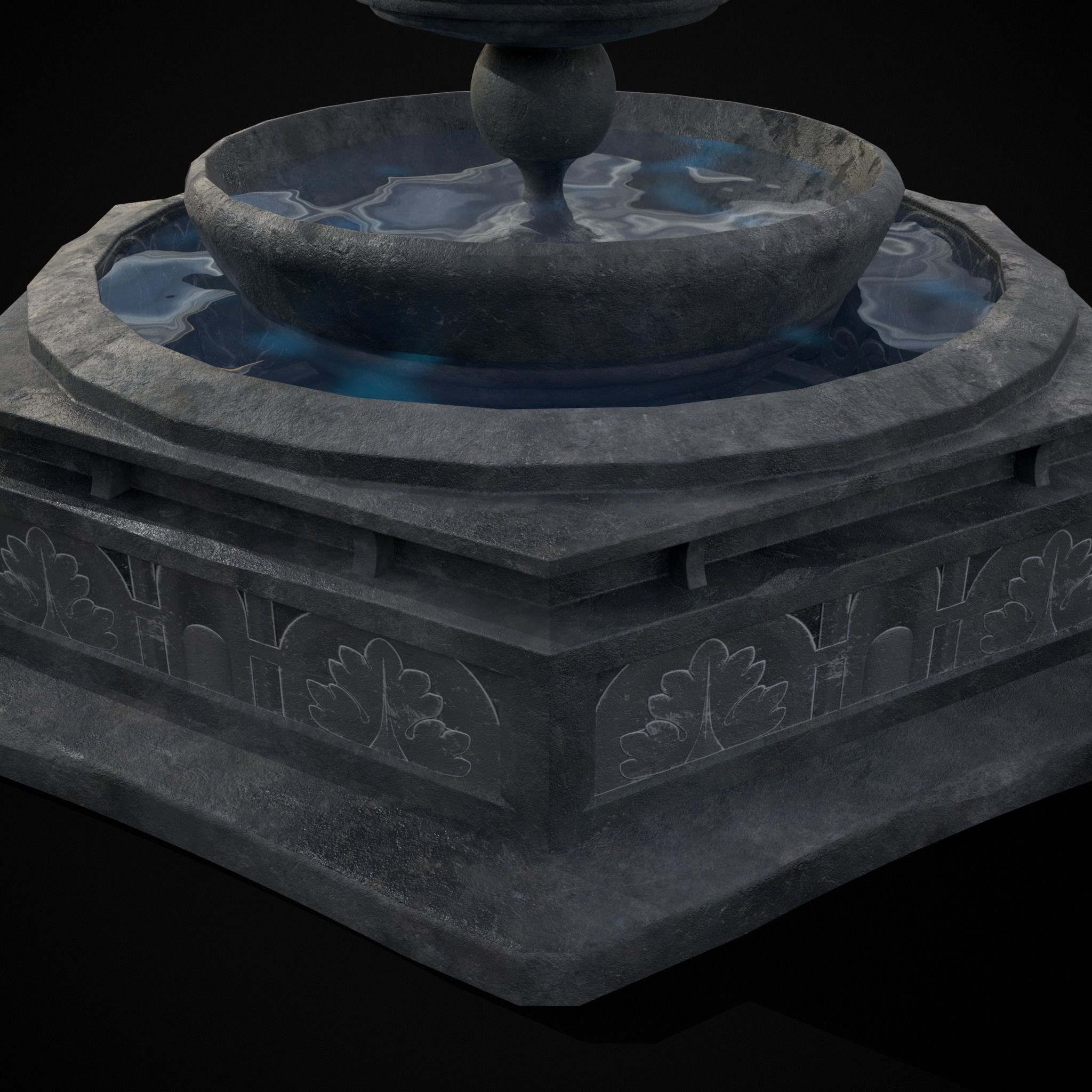 Hexagon Multi Level Fountain Low-poly 3D model_32