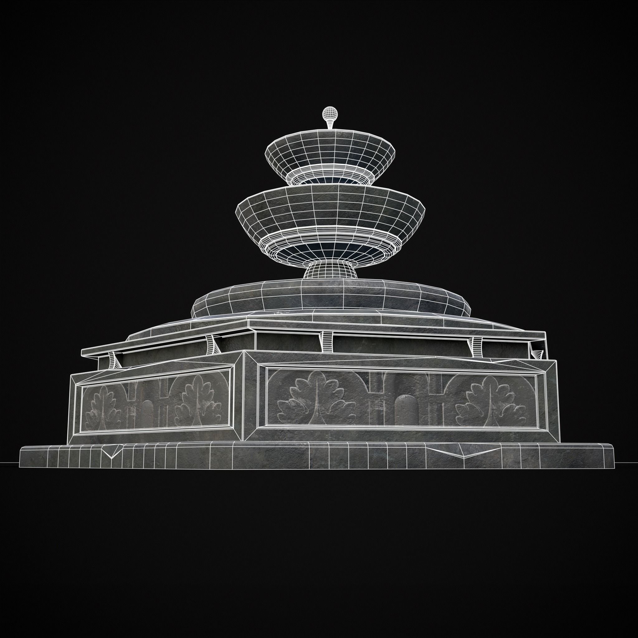 Hexagon Multi Level Fountain Low-poly 3D model_19