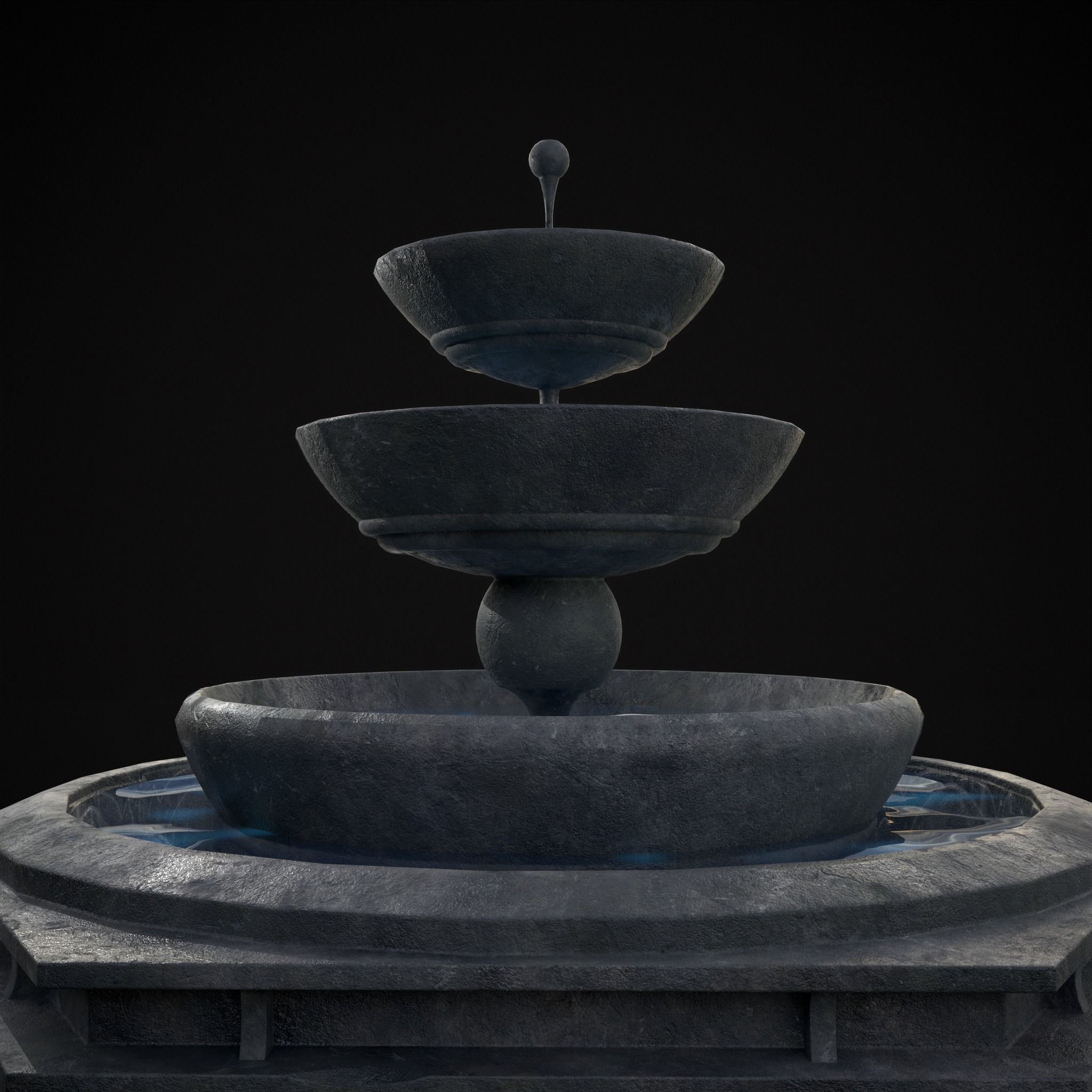 Hexagon Multi Level Fountain Low-poly 3D model_10