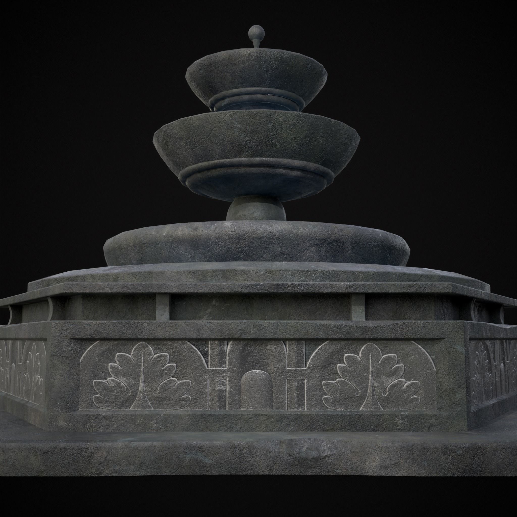 Hexagon Multi Level Fountain Low-poly 3D model_24