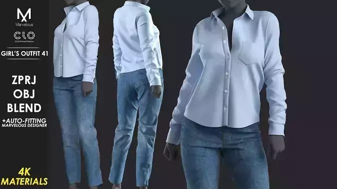 Girls Outfit 41 - Marvelous Designer 3D model