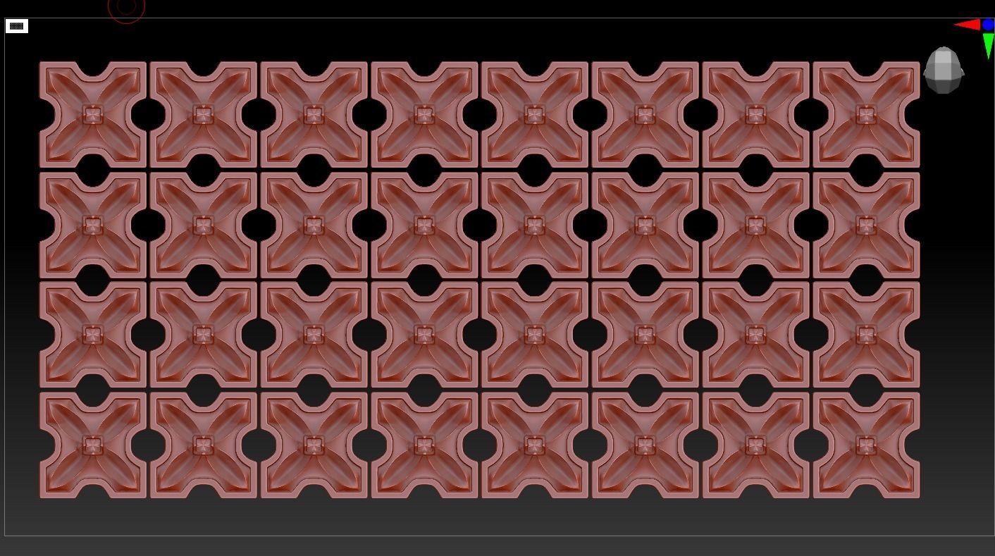 GOTHIC SQUARE ROSETTE FOR WALL PANELS STL model for CNC 3D model_6