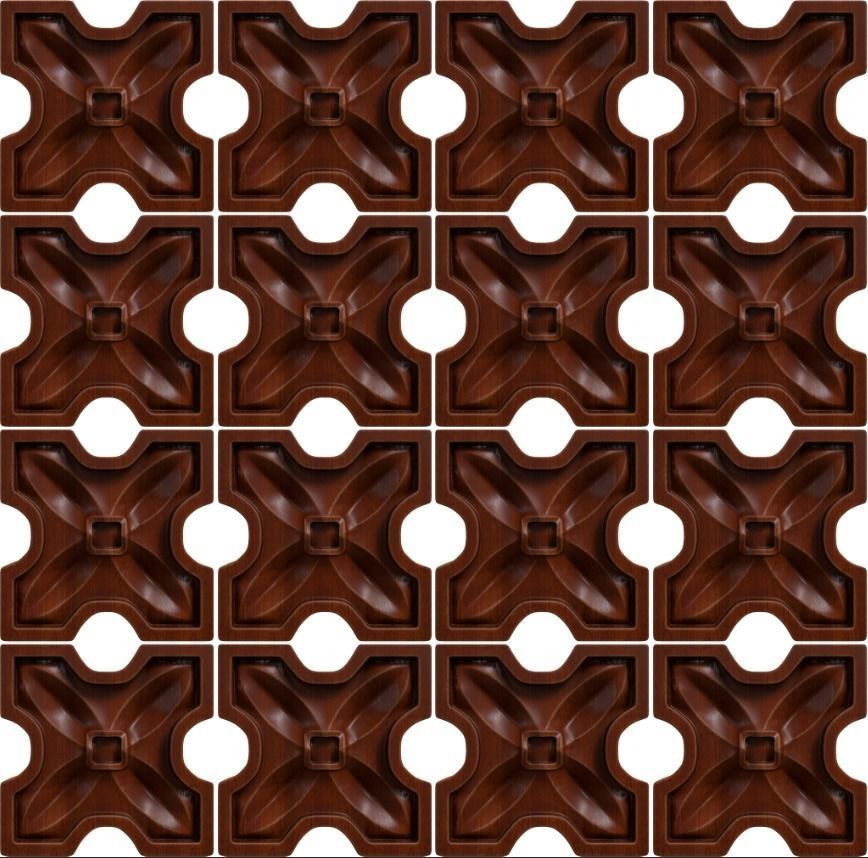 GOTHIC SQUARE ROSETTE FOR WALL PANELS STL model for CNC 3D model_1