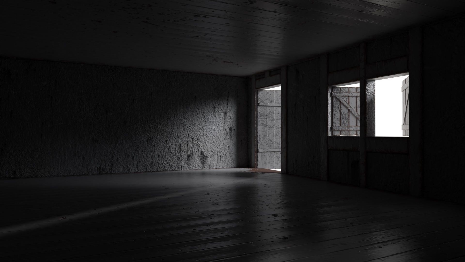 Low Poly Medieval House and Windmill Low-poly 3D model_7