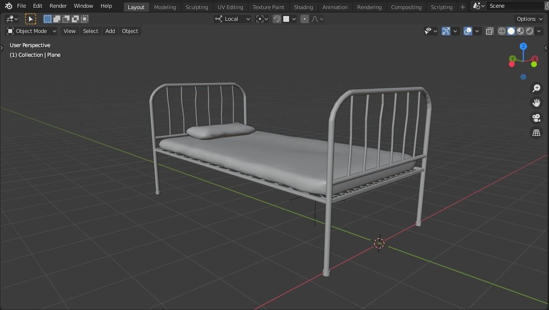 Old Hospital Bed BLENDER FBX OBJ Low-poly 3D model_3
