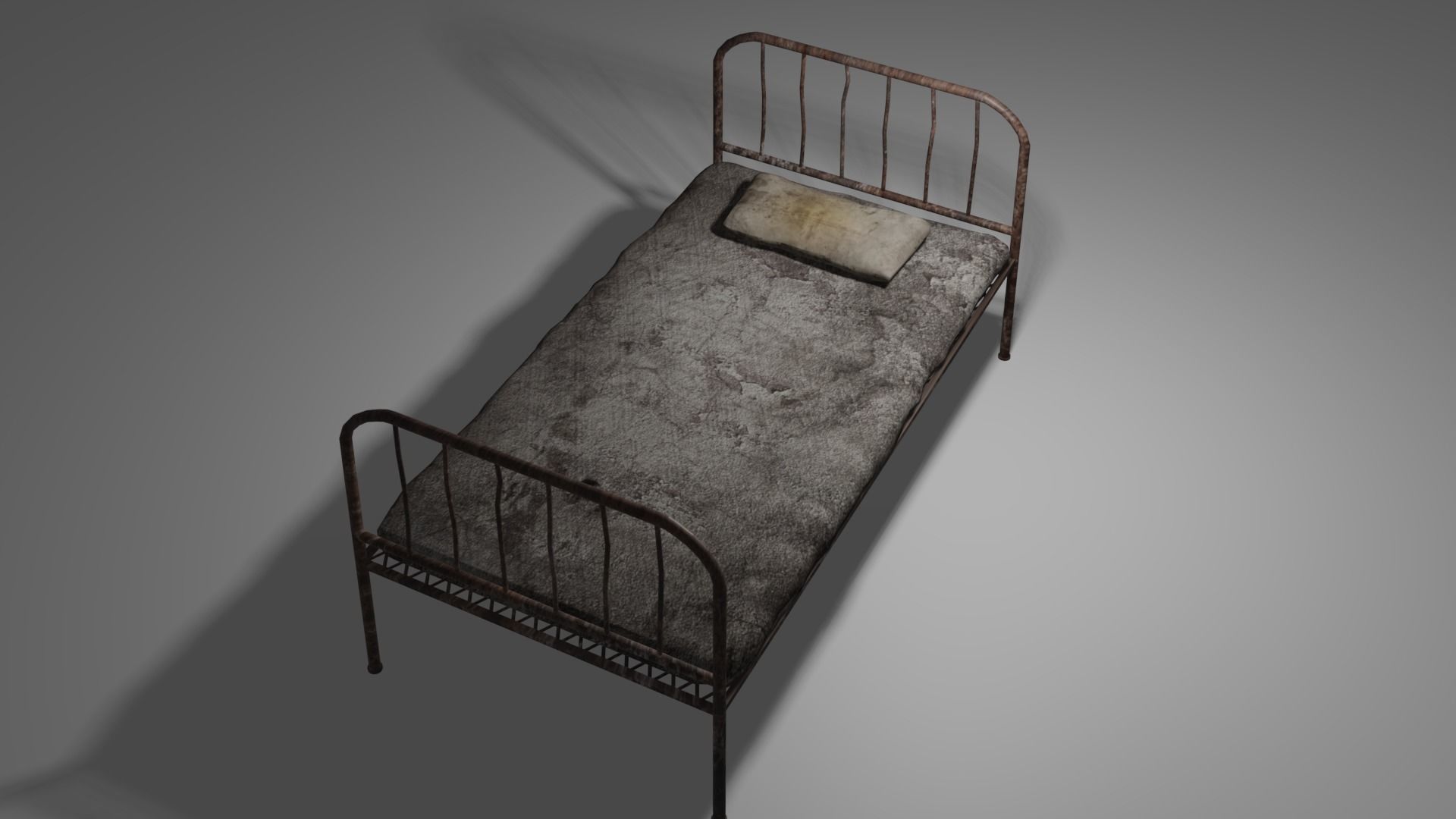 Old Hospital Bed BLENDER FBX OBJ Low-poly 3D model_1