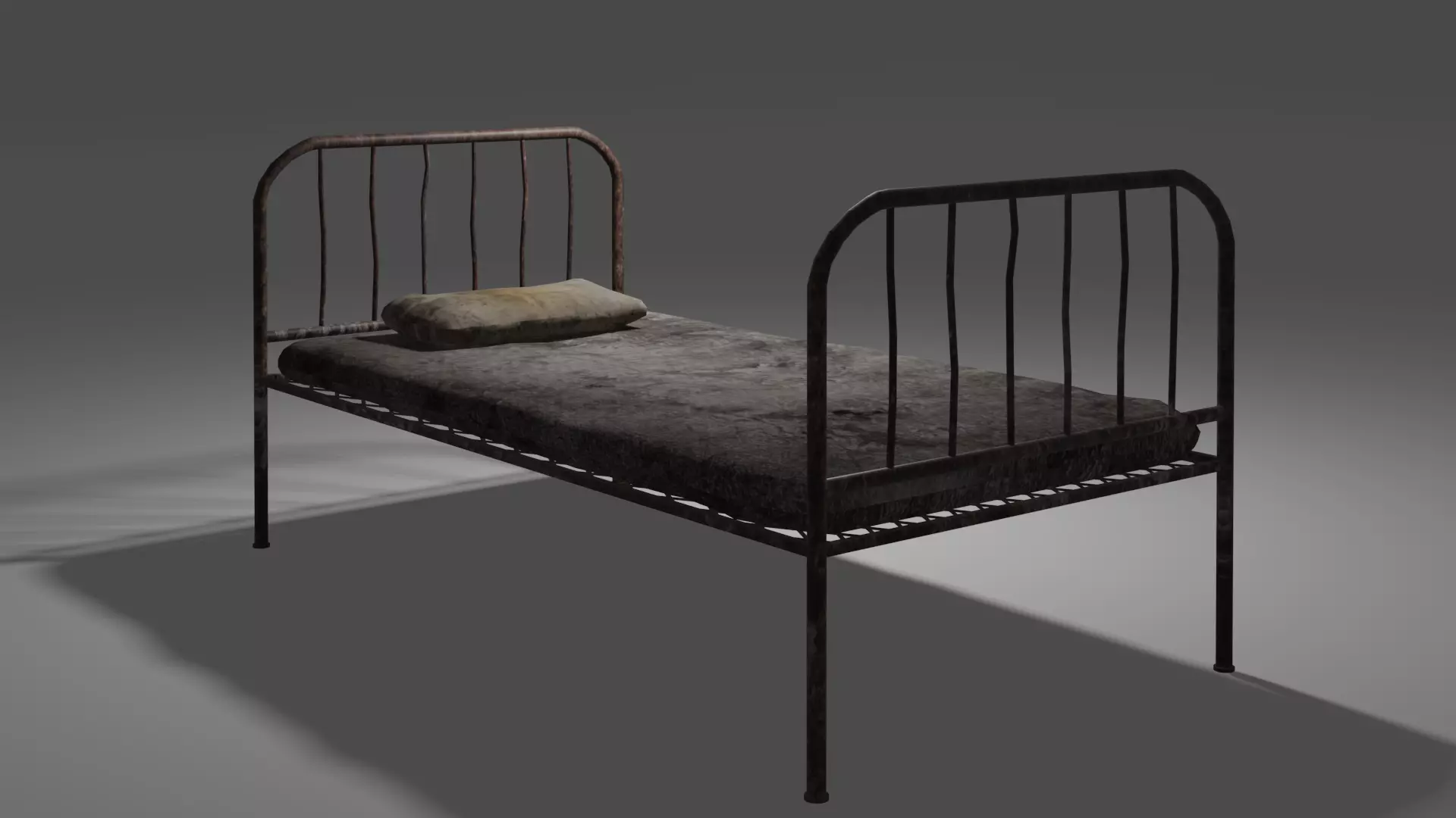 Old Hospital Bed BLENDER FBX OBJ Low-poly 3D model_0