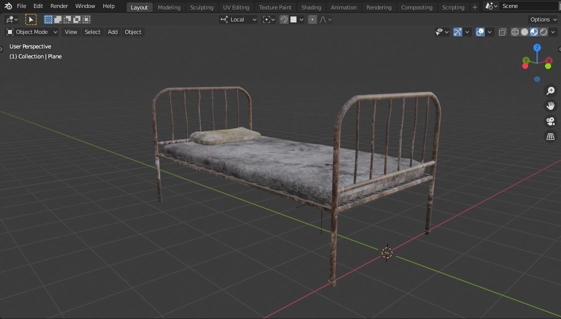 Old Hospital Bed BLENDER FBX OBJ Low-poly 3D model_2