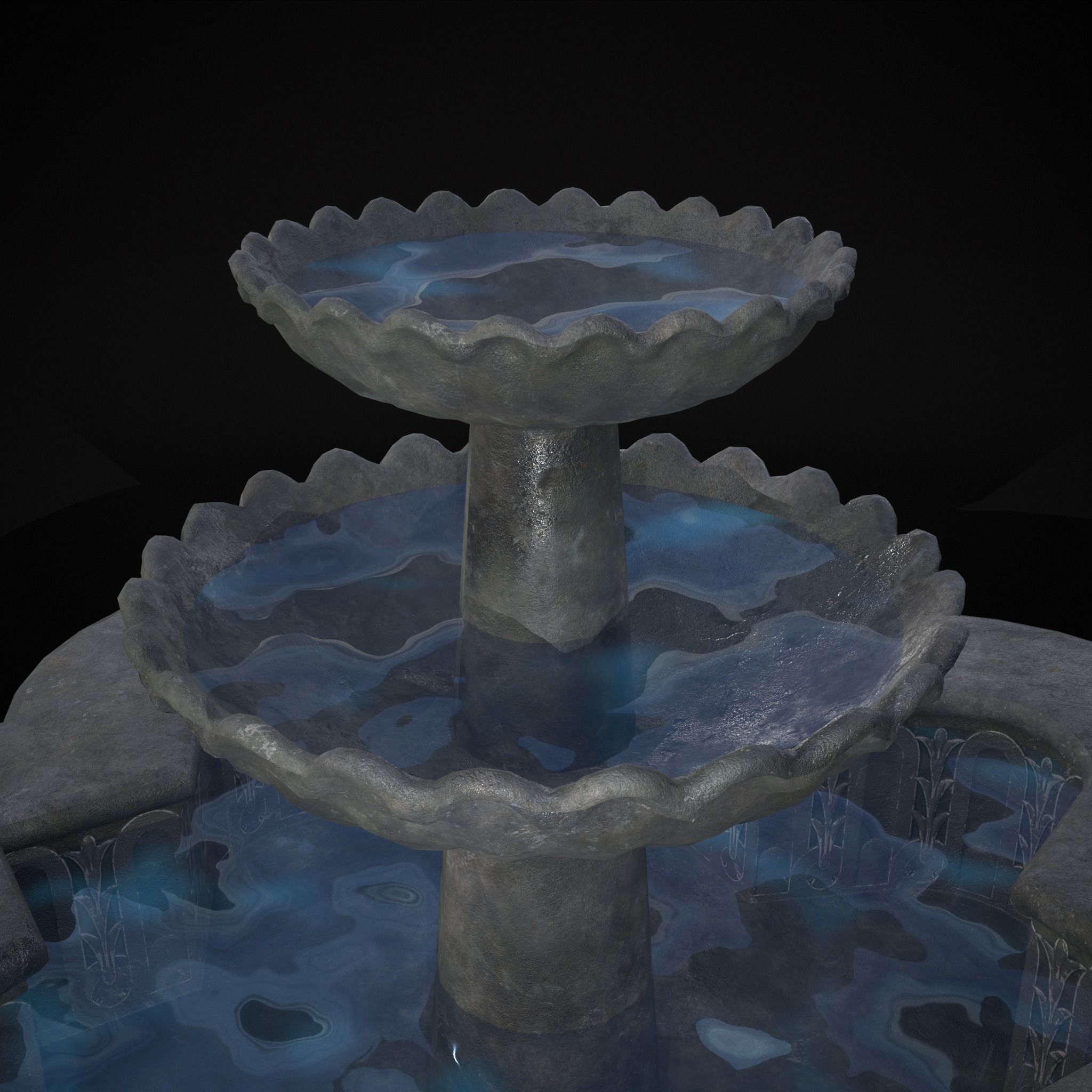 Quatrefoil Multi Level Fountain Low-poly 3D model_15