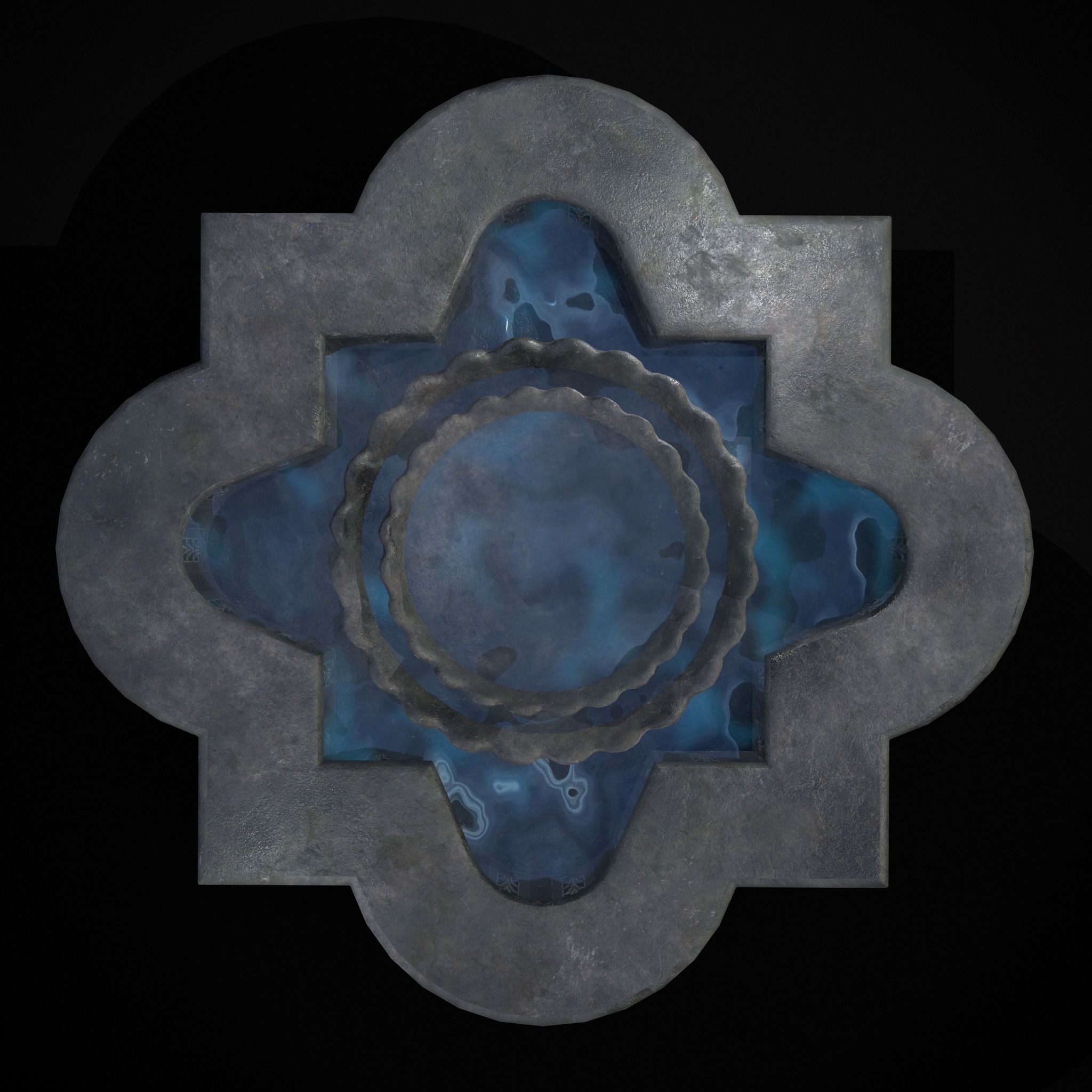 Quatrefoil Multi Level Fountain Low-poly 3D model_7