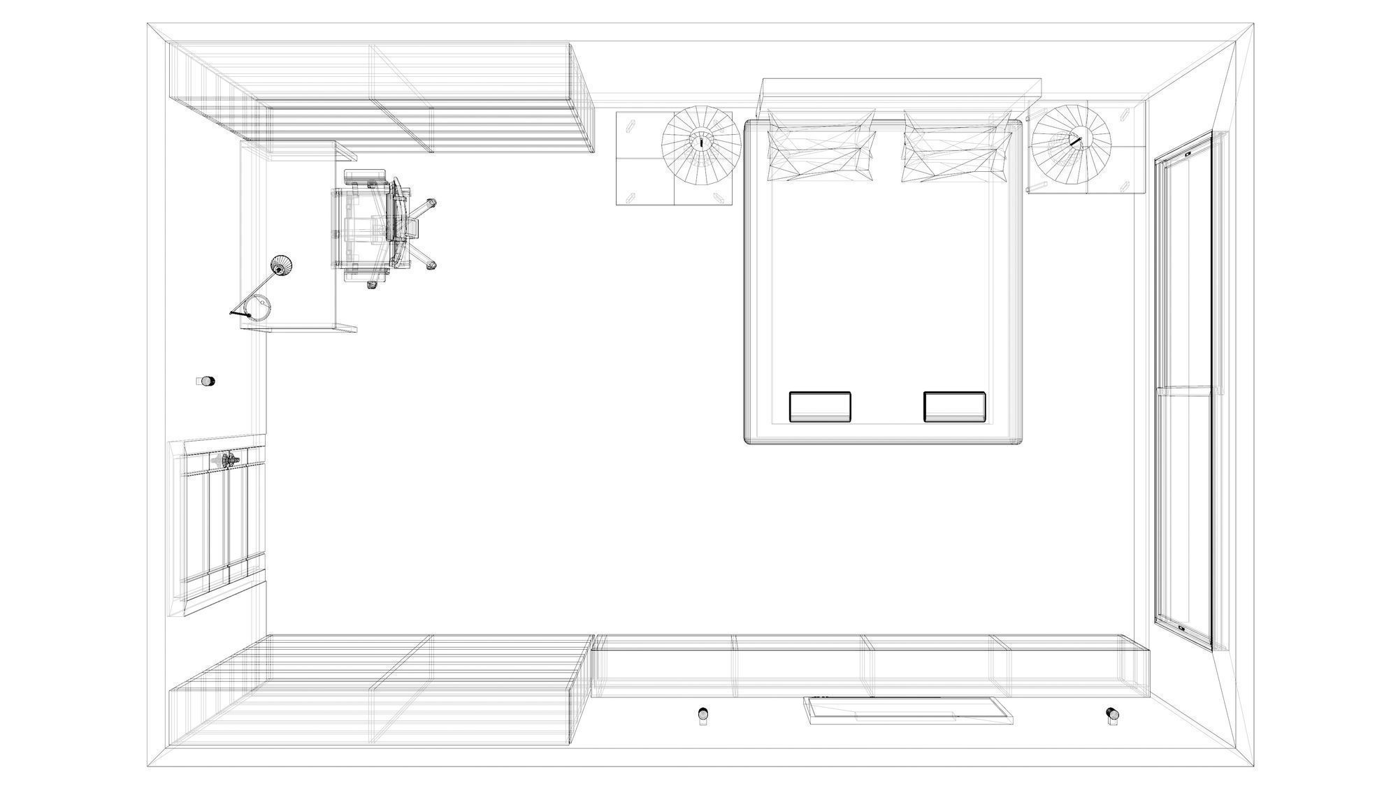 Simple bedroom plan -1 3D model_8