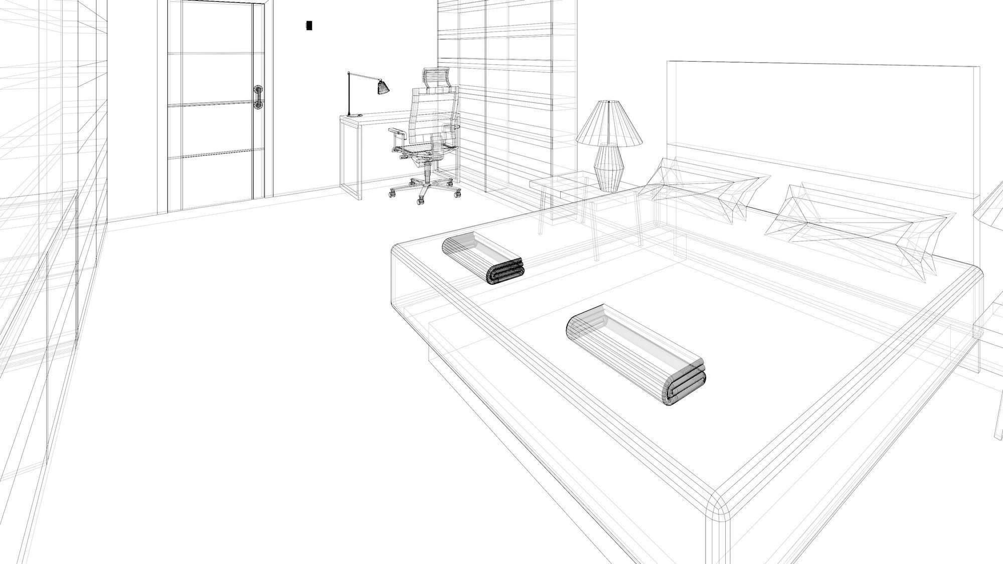 Simple bedroom plan -1 3D model_11