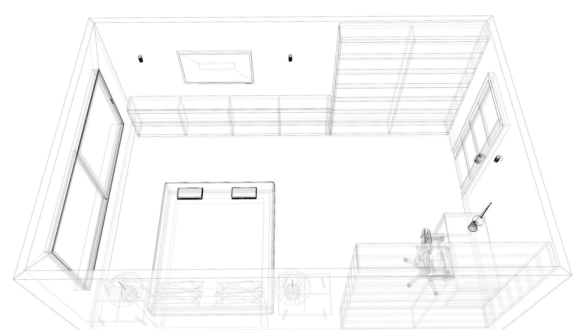 Simple bedroom plan -1 3D model_9