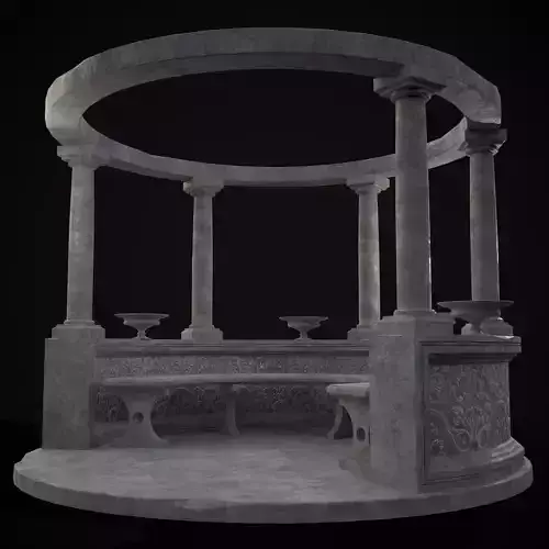 Round Stone Gazebo Low-poly 3D model