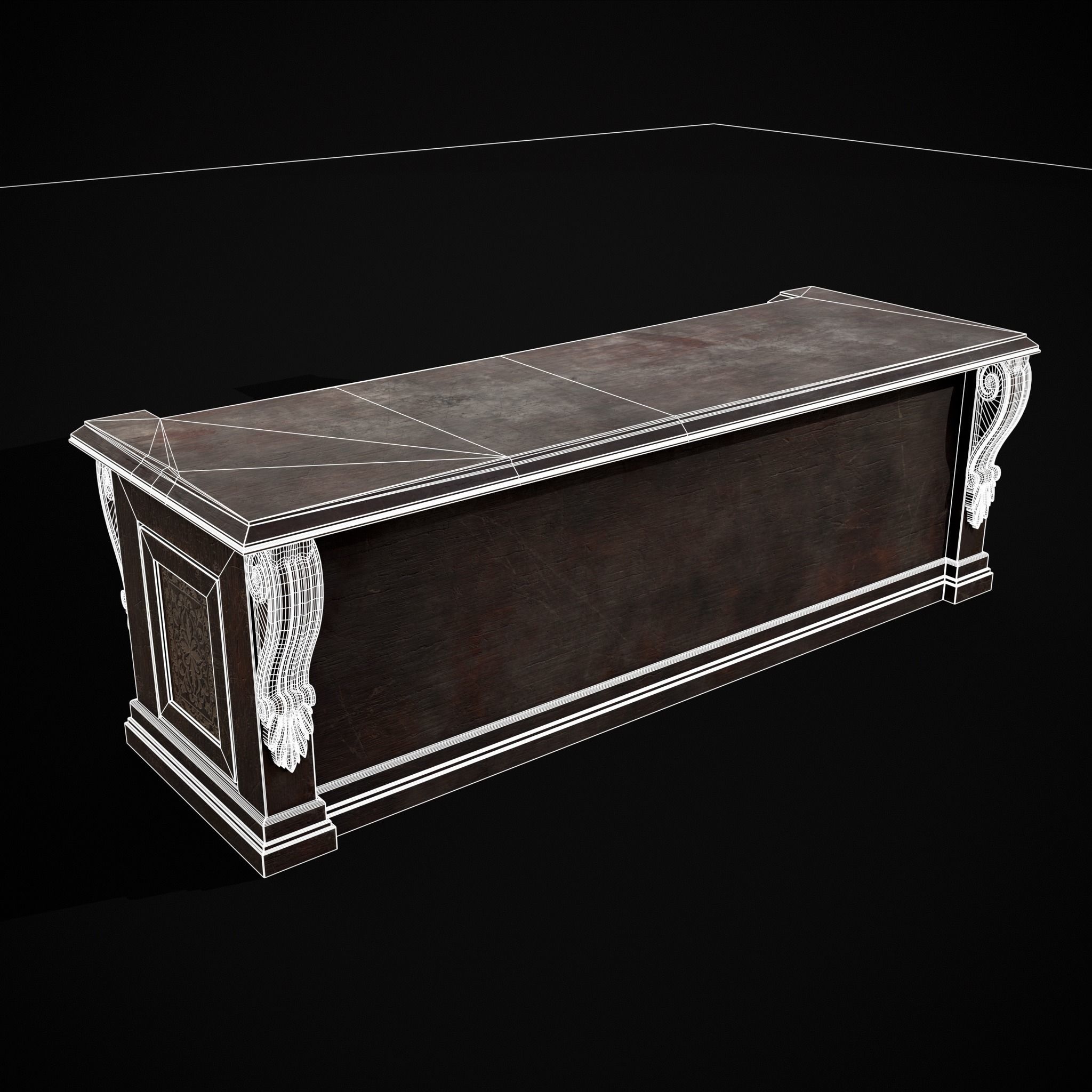Renaissance End Table Low-poly 3D model_10
