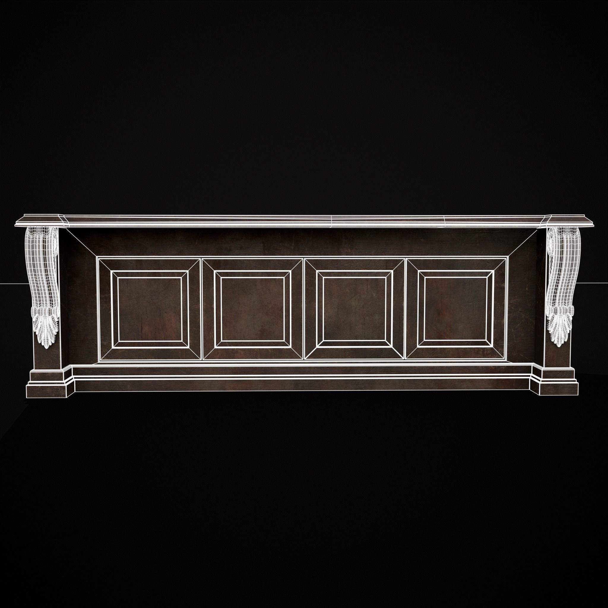 Renaissance End Table Low-poly 3D model_14