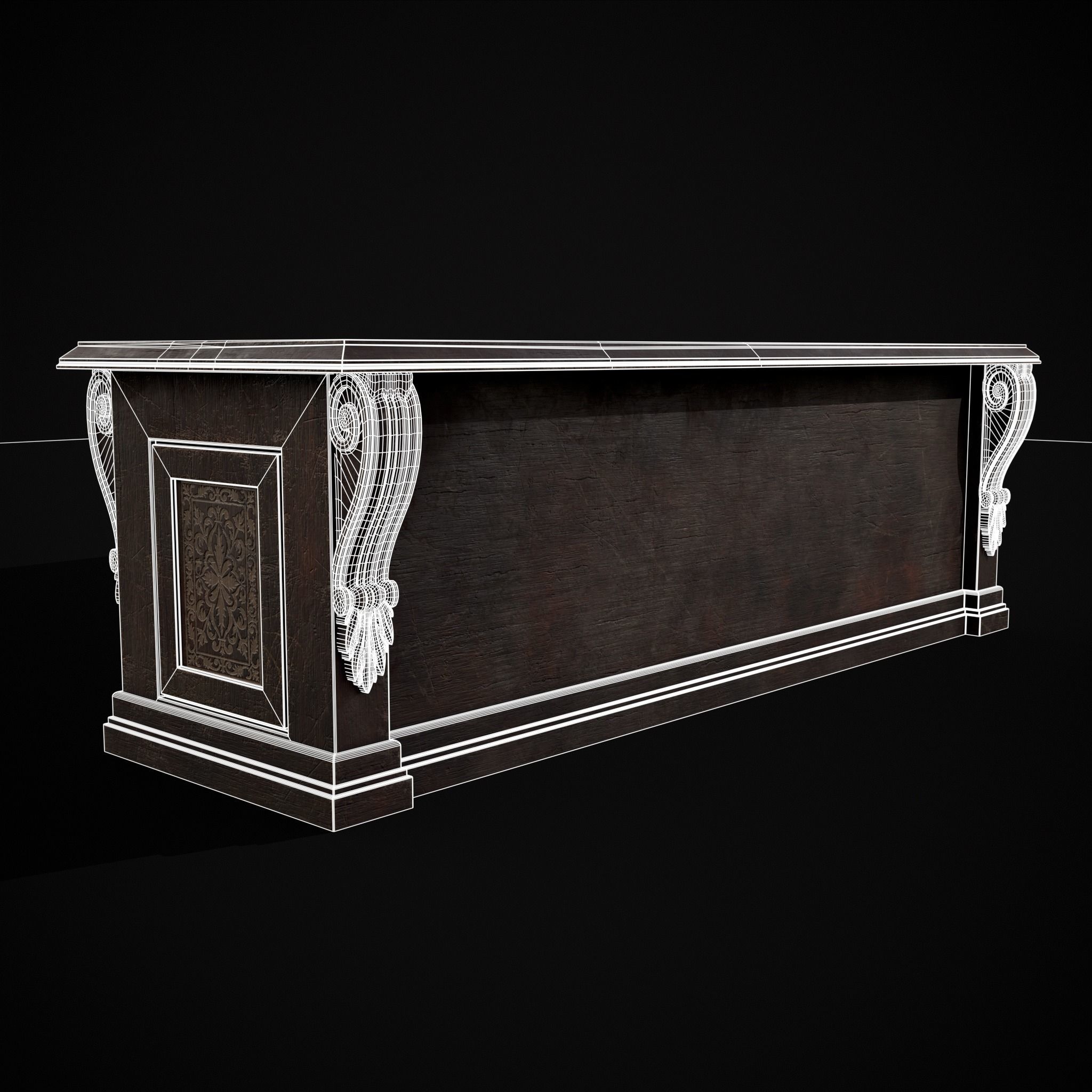 Renaissance End Table Low-poly 3D model_2