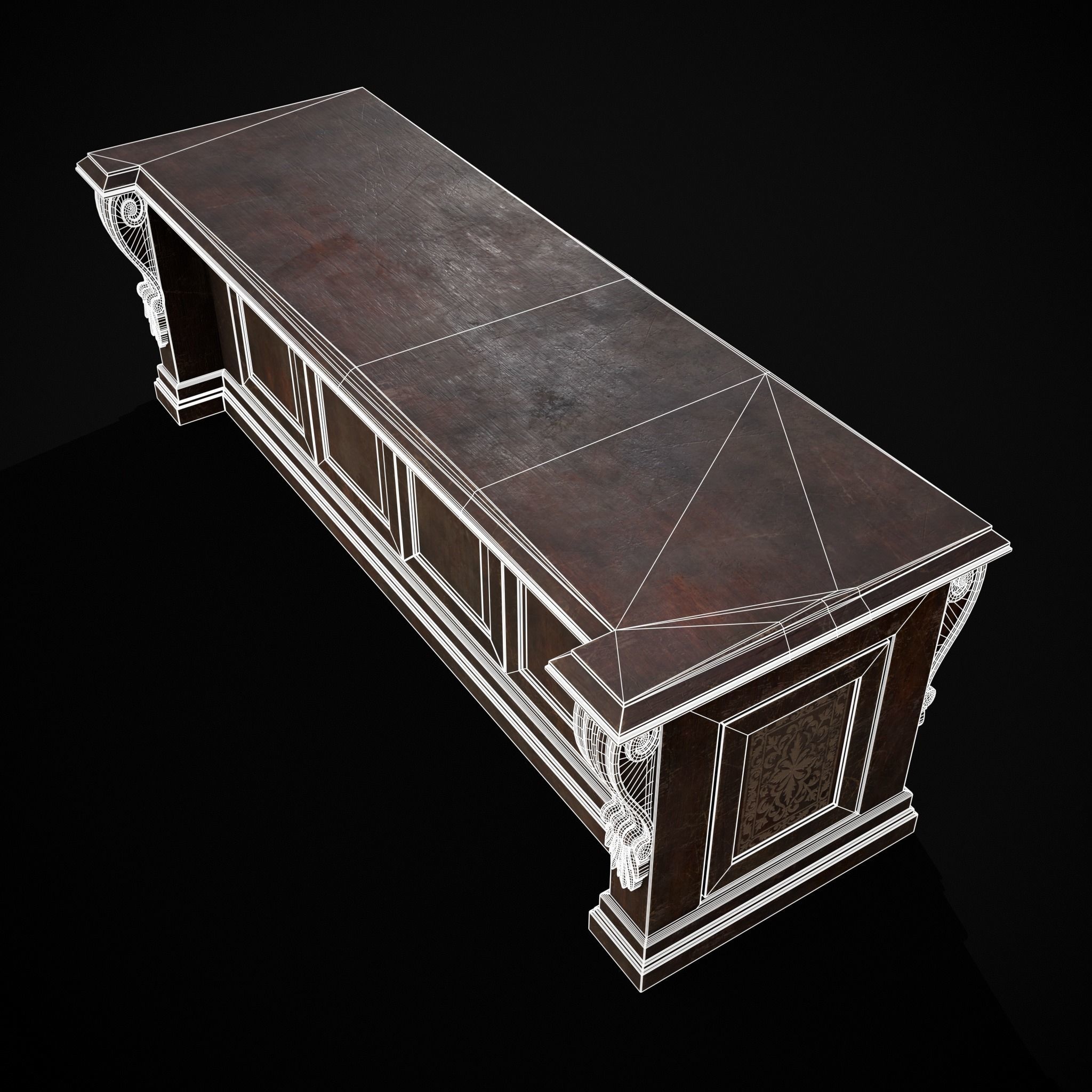 Renaissance End Table Low-poly 3D model_16