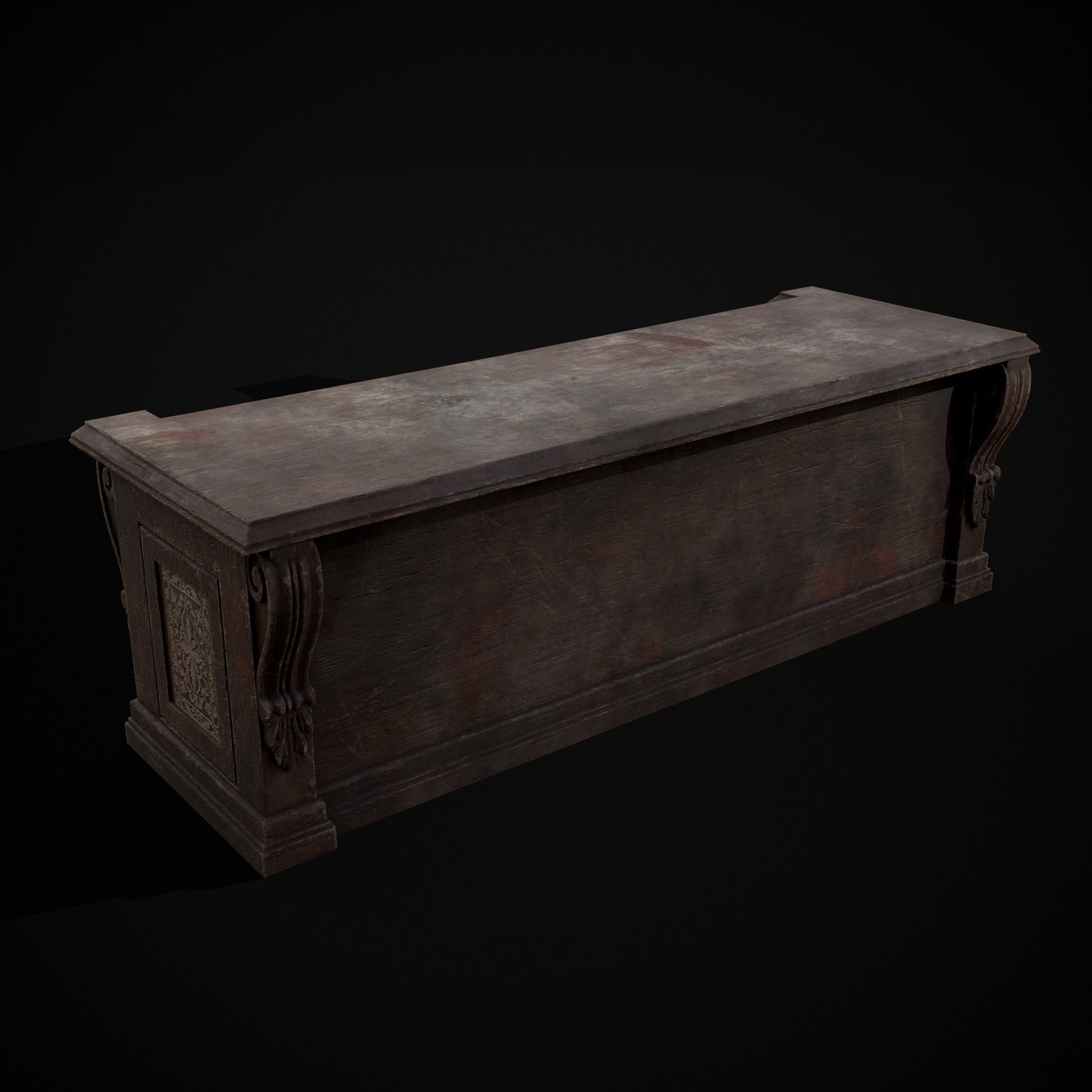 Renaissance End Table Low-poly 3D model_9