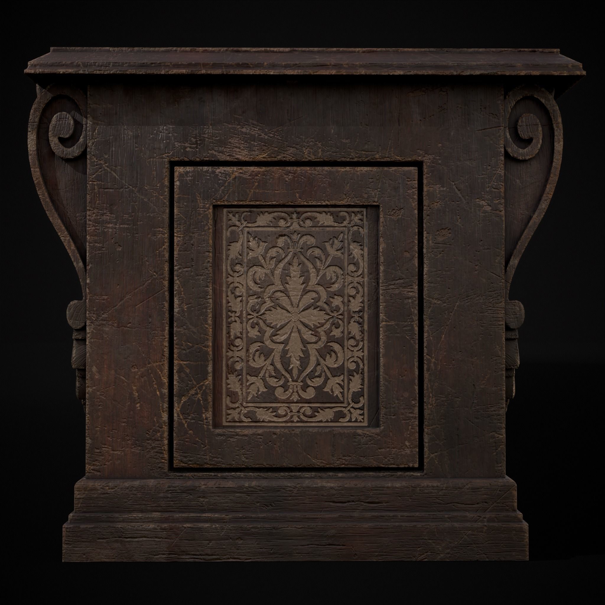 Renaissance End Table Low-poly 3D model_5