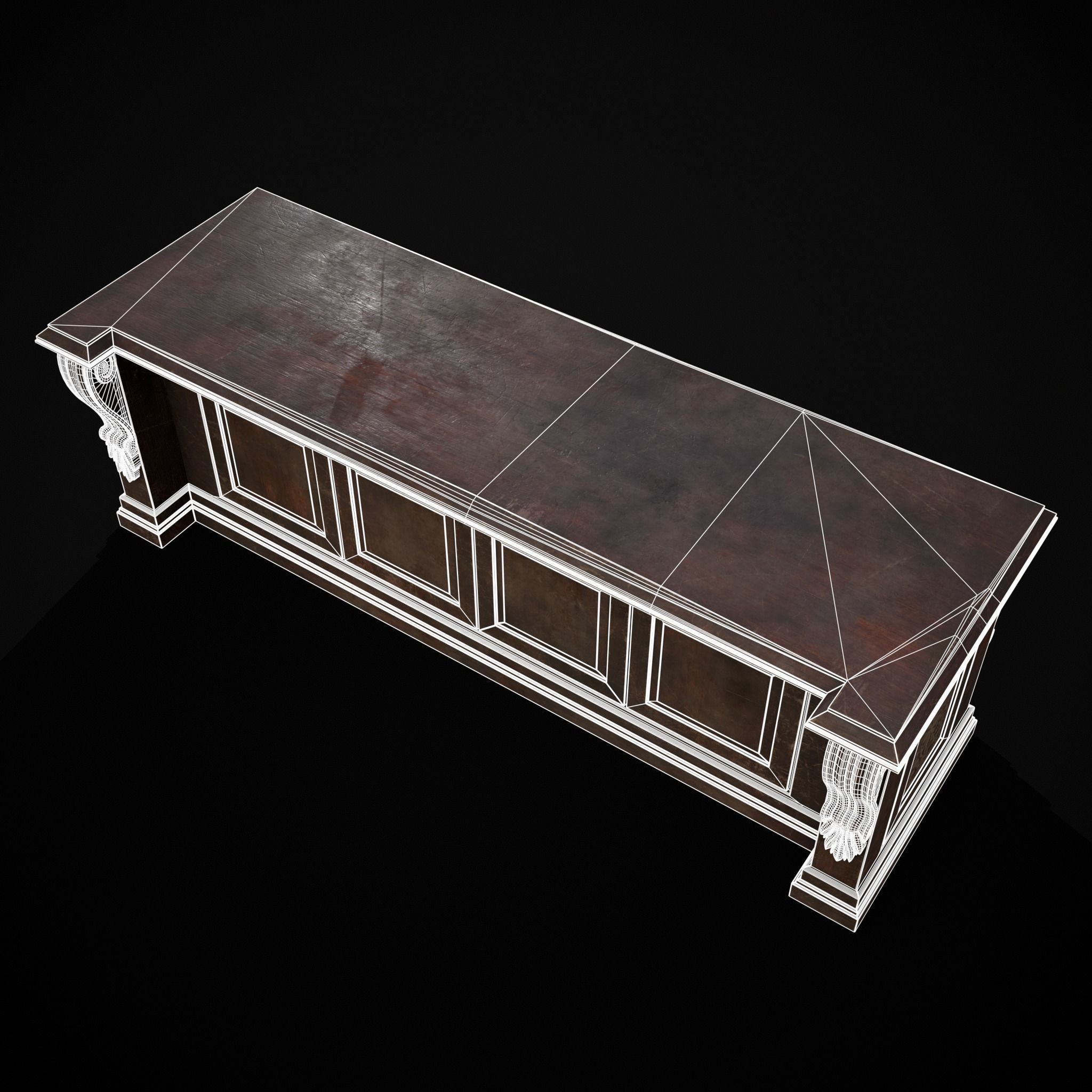 Renaissance End Table Low-poly 3D model_20