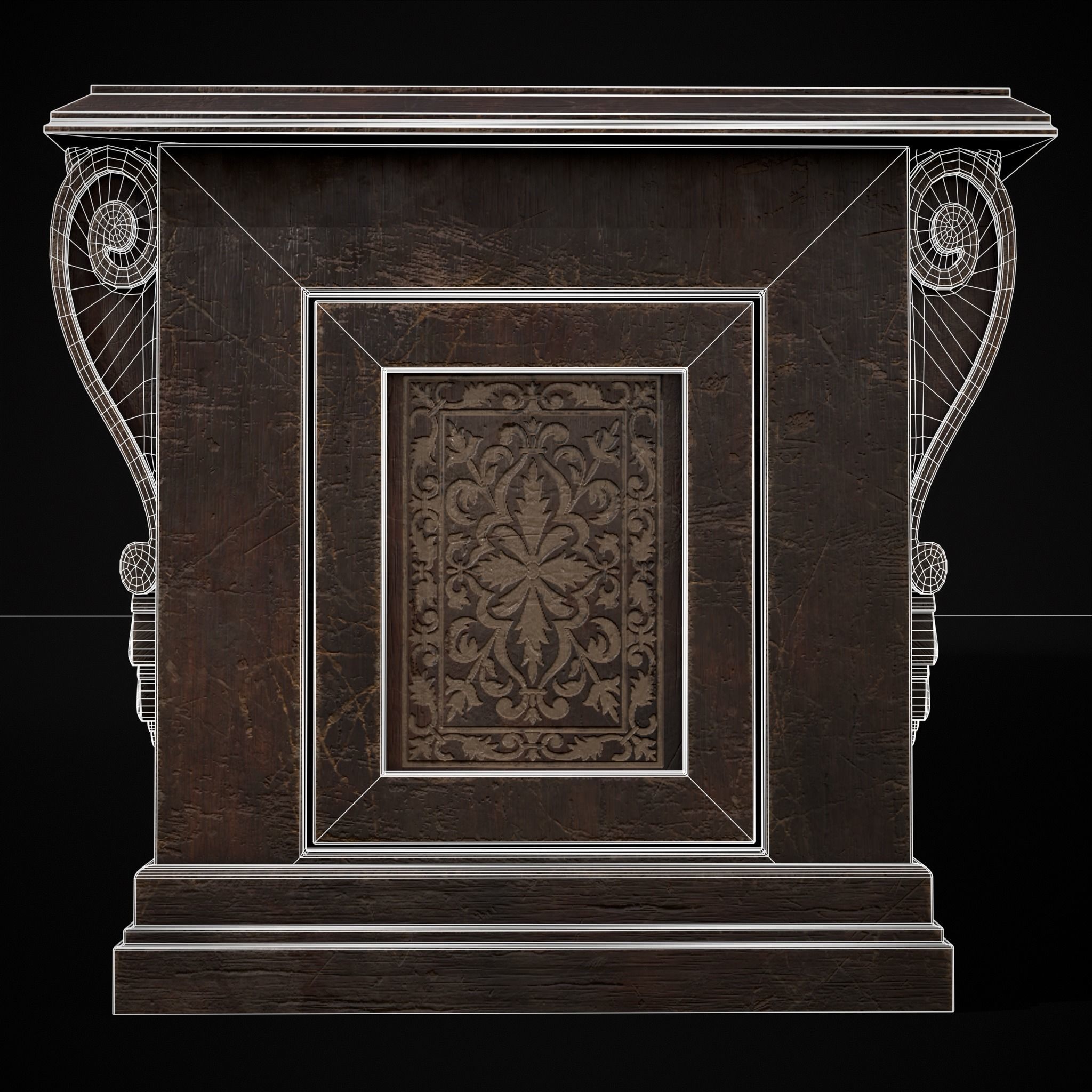 Renaissance End Table Low-poly 3D model_6