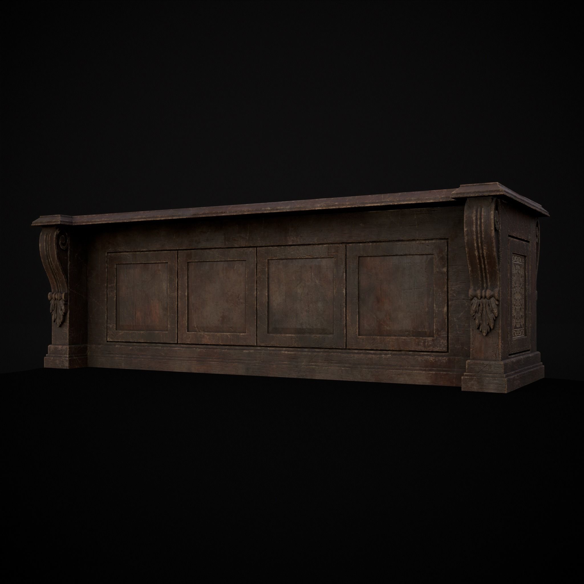 Renaissance End Table Low-poly 3D model_3
