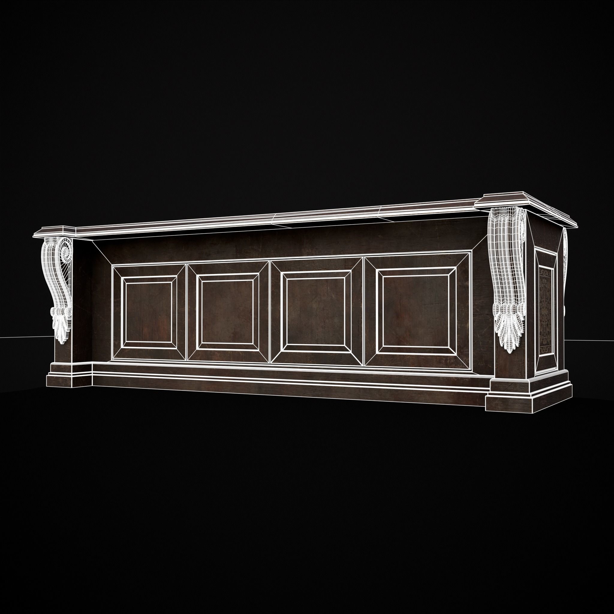 Renaissance End Table Low-poly 3D model_4