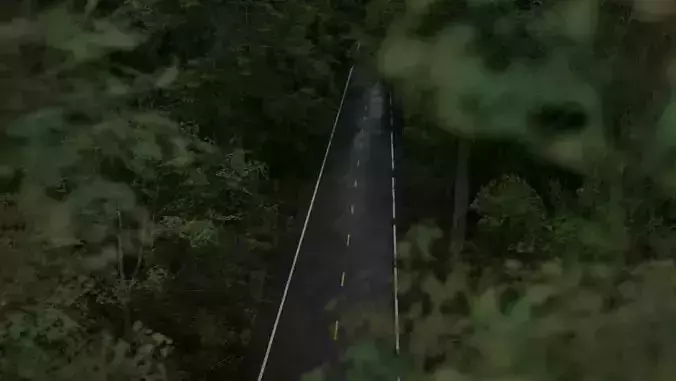 Realistic Forest Road Scene 3D Blender File Textured 3D model